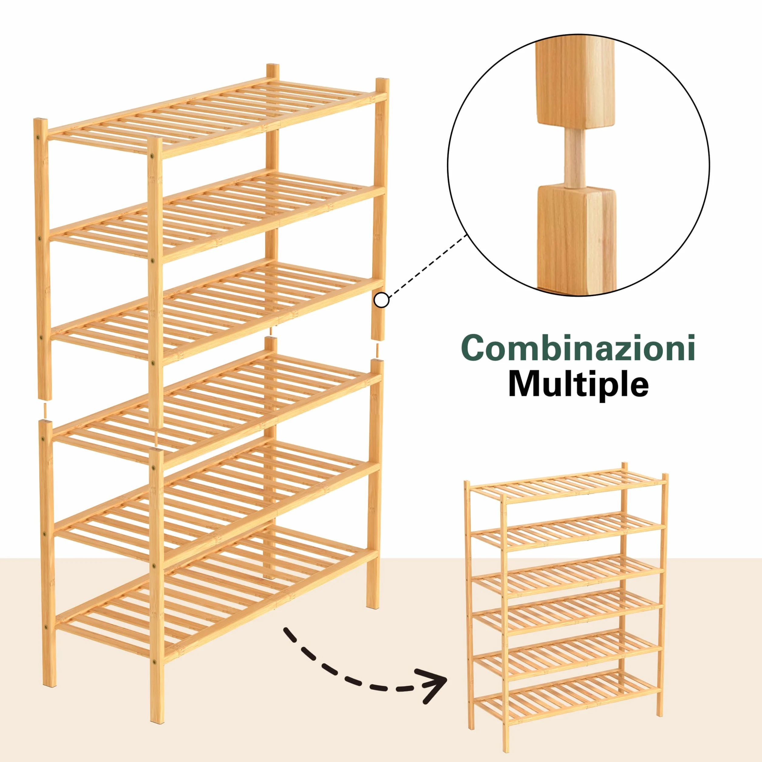 Scarpiera in Legno Bambù 3 Ripiani 68x28x46 cm Porta Scarpe Salvaspazio Ingresso Slim Verticale