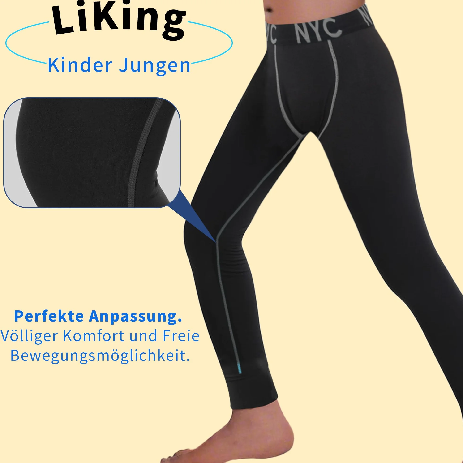 LiKing Leggings Sportivi da Bambino Invernali Sport Running - Elastico Comfortevole, Perfetti per Calcio e Basket, Pack da 2 o 3 Pezzi