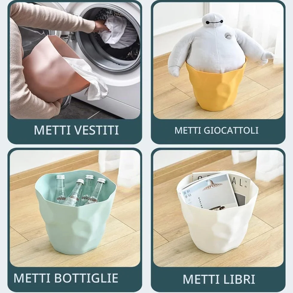 Cestino per la carta in plastica ecologico bianco