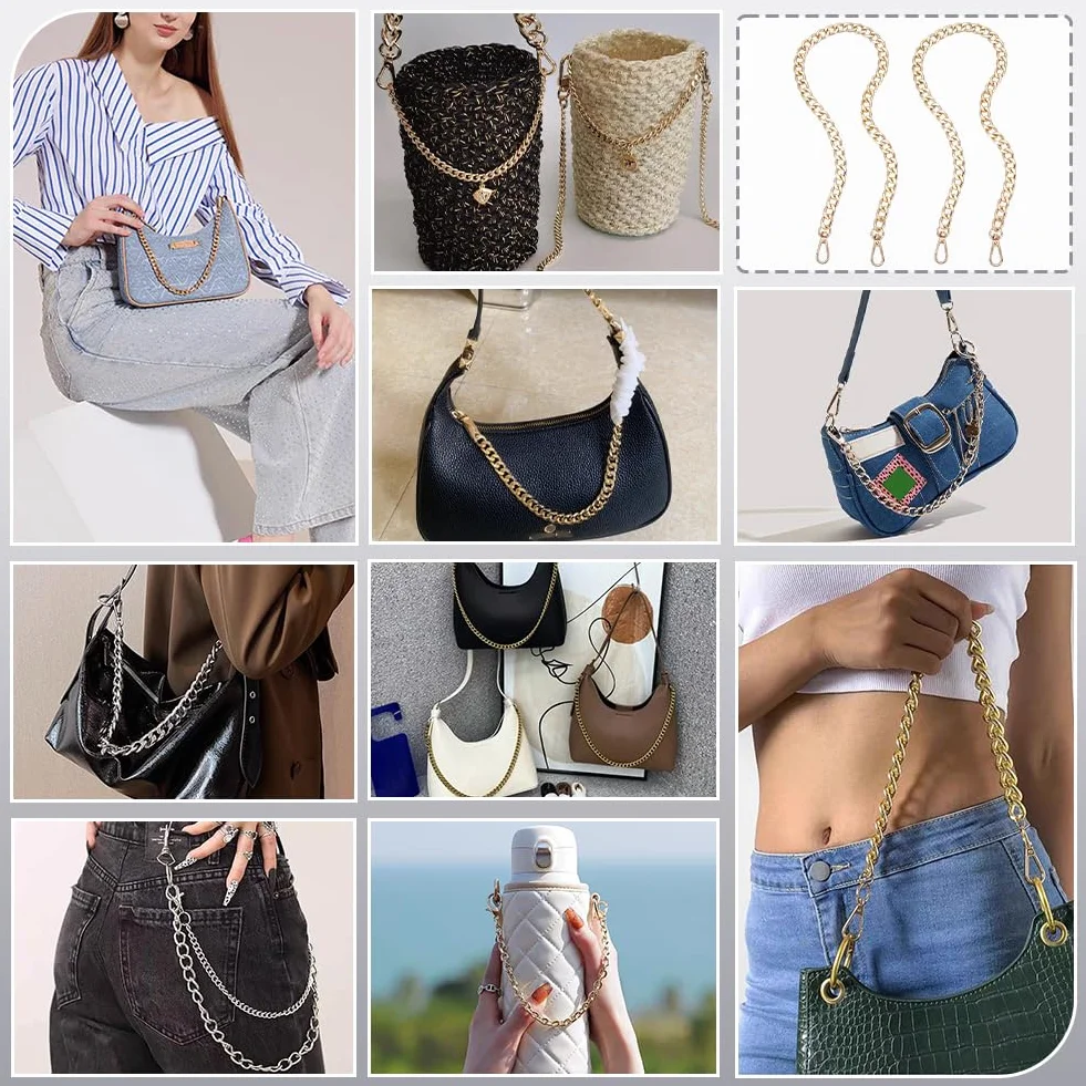 PH PandaHall Catena per Borsa Oro 60cm Catena Corta in Metallo Alluminio per Donna Borsetta