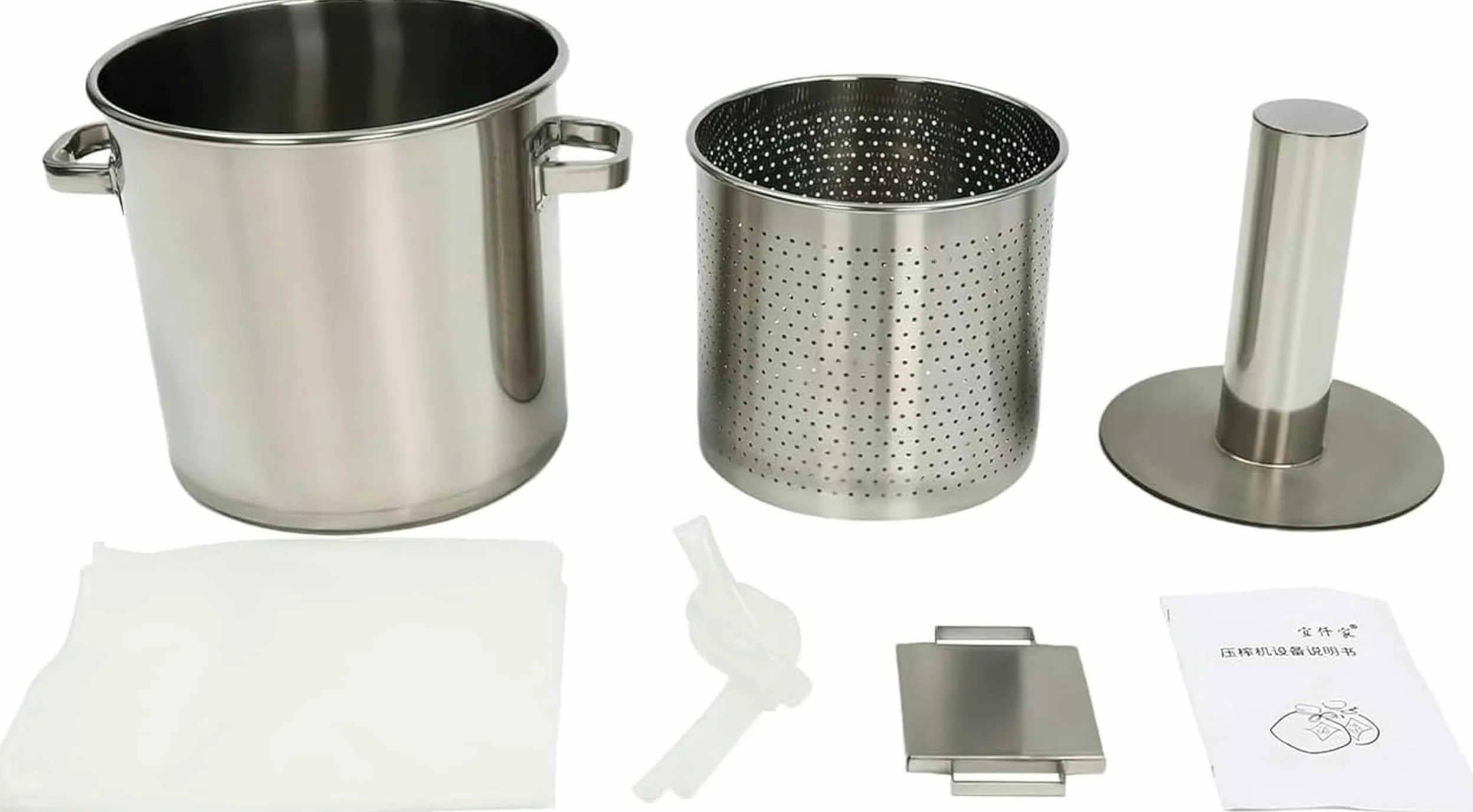 22L/5.8Gal Macchina per la spremitura del vino di frutta, pressa per formaggio, erbe aromatiche, frutta e vino in acciaio inox, spremiagrumi manuale con martinetto idraulico e vassoio sanitario~/