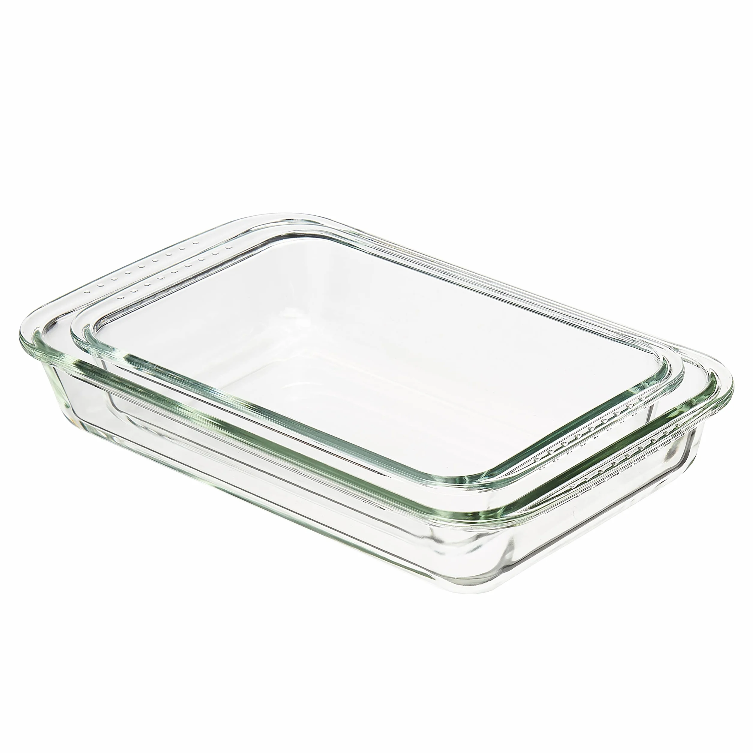 Amazon Basics Rettangolare Pirofile in vetro, set da 2 pezzi, 1 x 2,2 l, 1 x 3 l, Trasparente