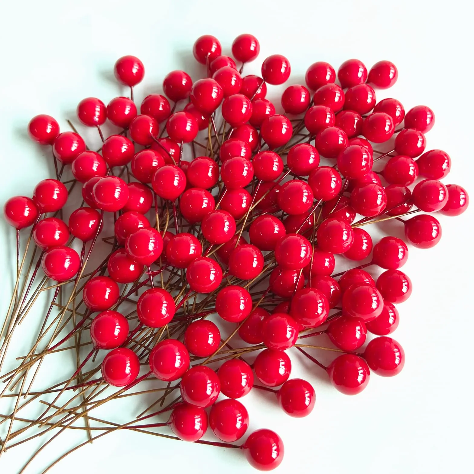 150 PCS Mini 10 mm Artificiale Bacche di Agrifoglio Decorazioni Albero di Natale Fai da Te