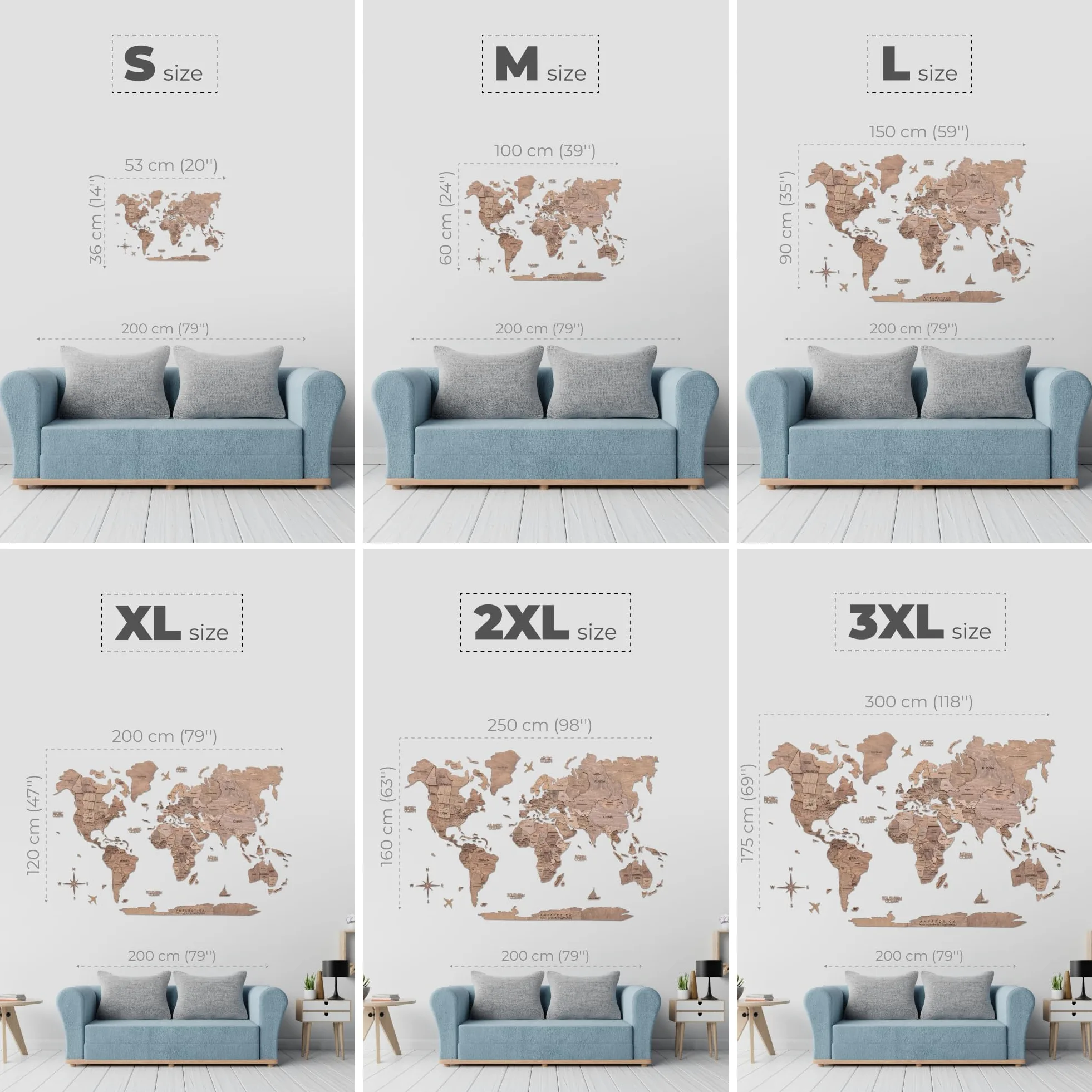 ENJOY THE WOOD Mappa Mondiale in Legno 3D Arte da Parete Grande Decorazione da Parete Idea Regalo per Inaugurazione Casa Mappa Mondiale in Legno per Viaggi Casa e Cucina o Ufficio (M, Terra)