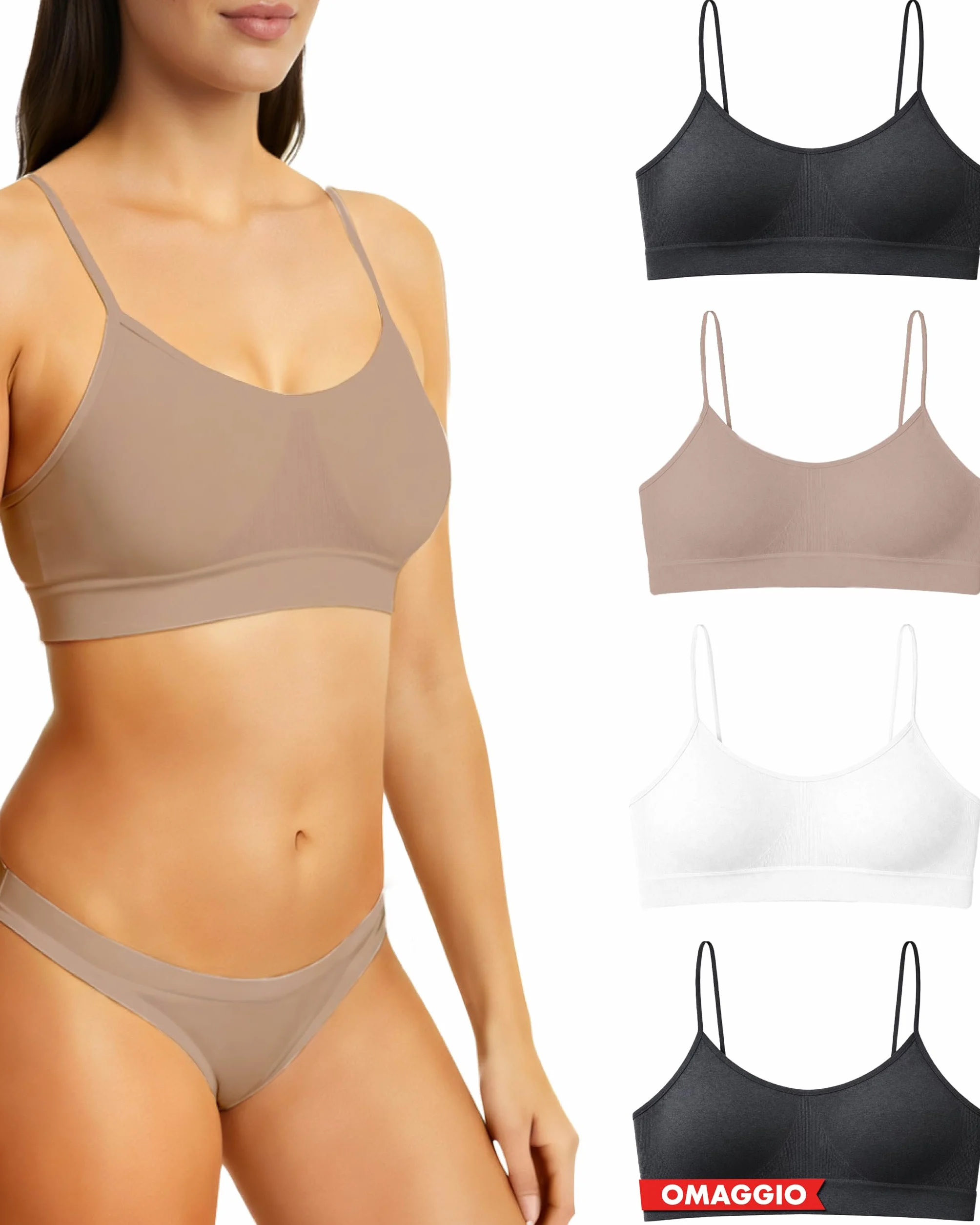 Risalti Bralette Donna Senza Cuciture Reggiseno Senza Ferretto 3 pz Microfibra Elasticizzata Made in Italy