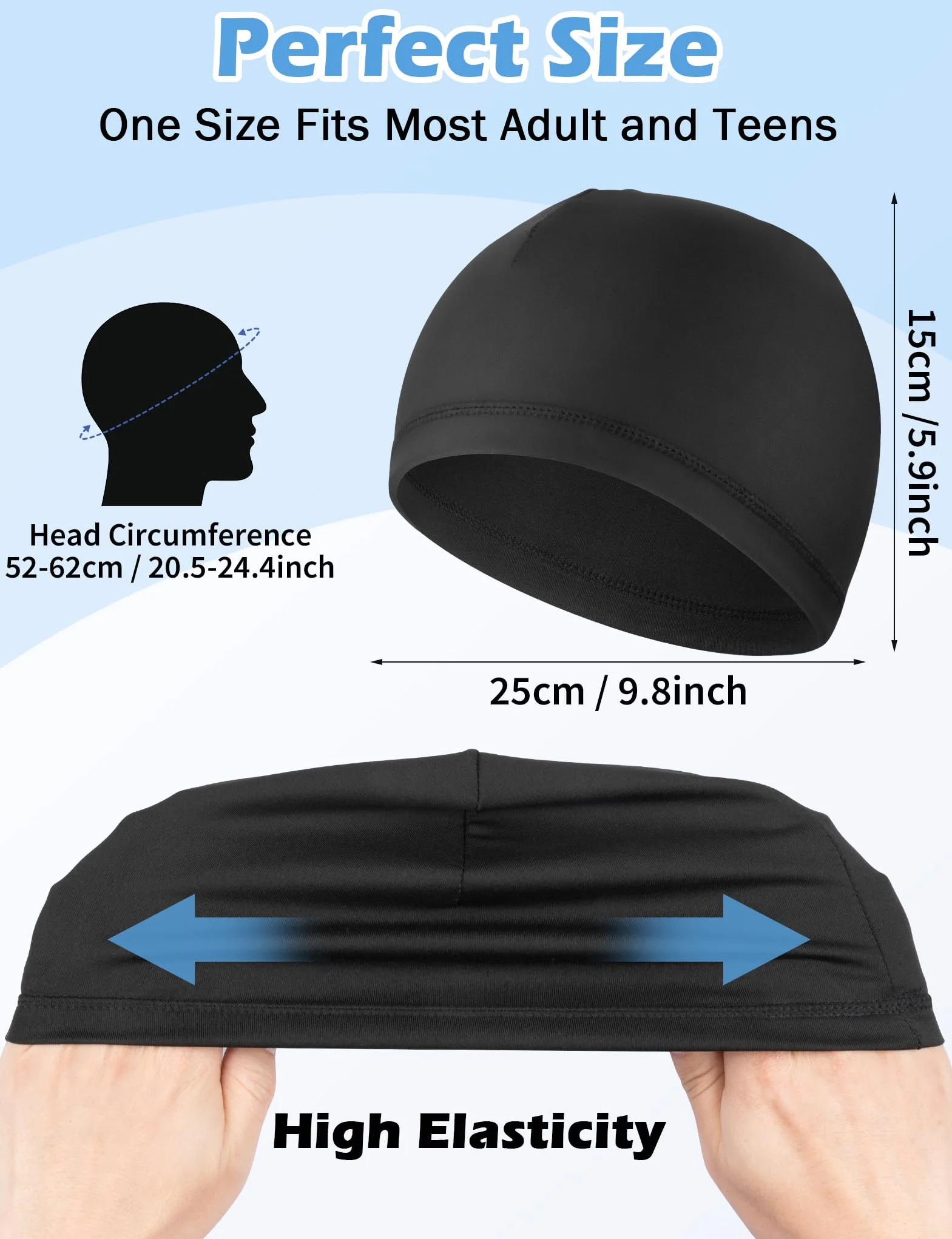 MELLIEX 3 Pezzi Sottocasco Bici Estivo, Berretto Skull cap in Seta Ghiaccio Traspirante Leggero Sottocasco Sportivo Notte per Uomo Donna