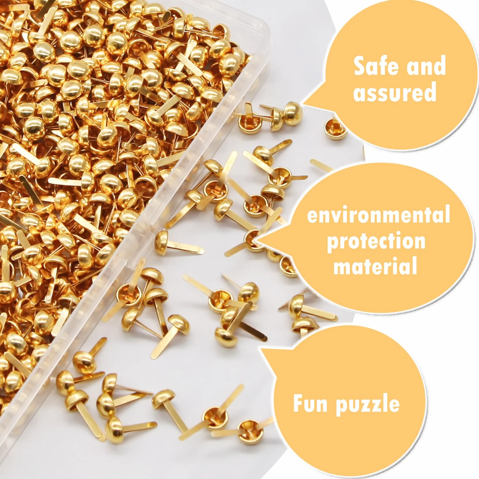 EuTengHao 700Pcs Ottone Elementi di fissaggio Scrapbooking Brads Testa rotonda Ottone placcato Elementi di fissaggio per l'artigianato Arte Artigianato Scuola Progetto Decorativo Scrapbooking