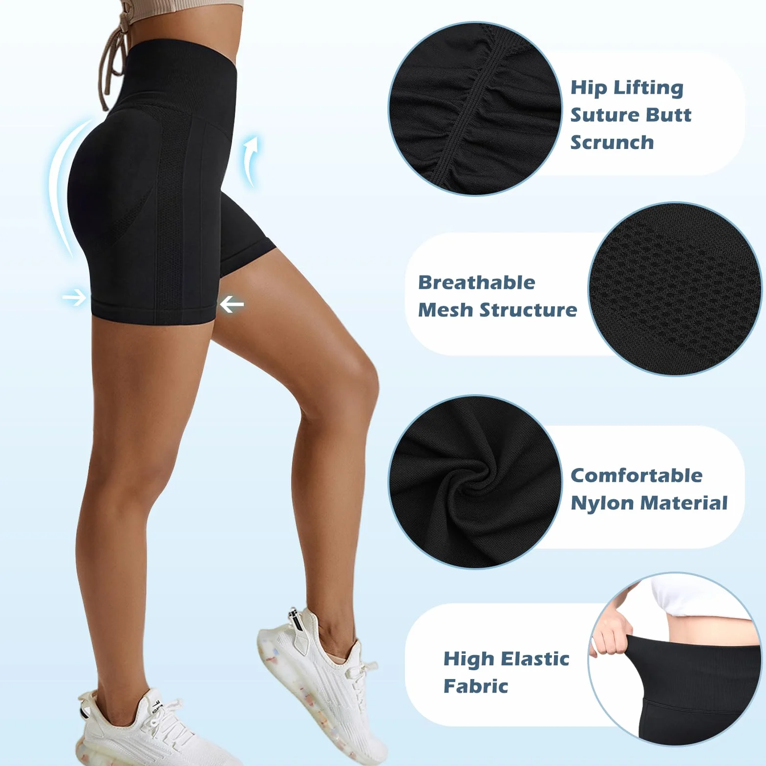 Pantaloncini Palestra Donna Push Up Booty Shorts Vita Alta Leggins Corti Collant Estivi Yoga Fitness Allenamento Jogging