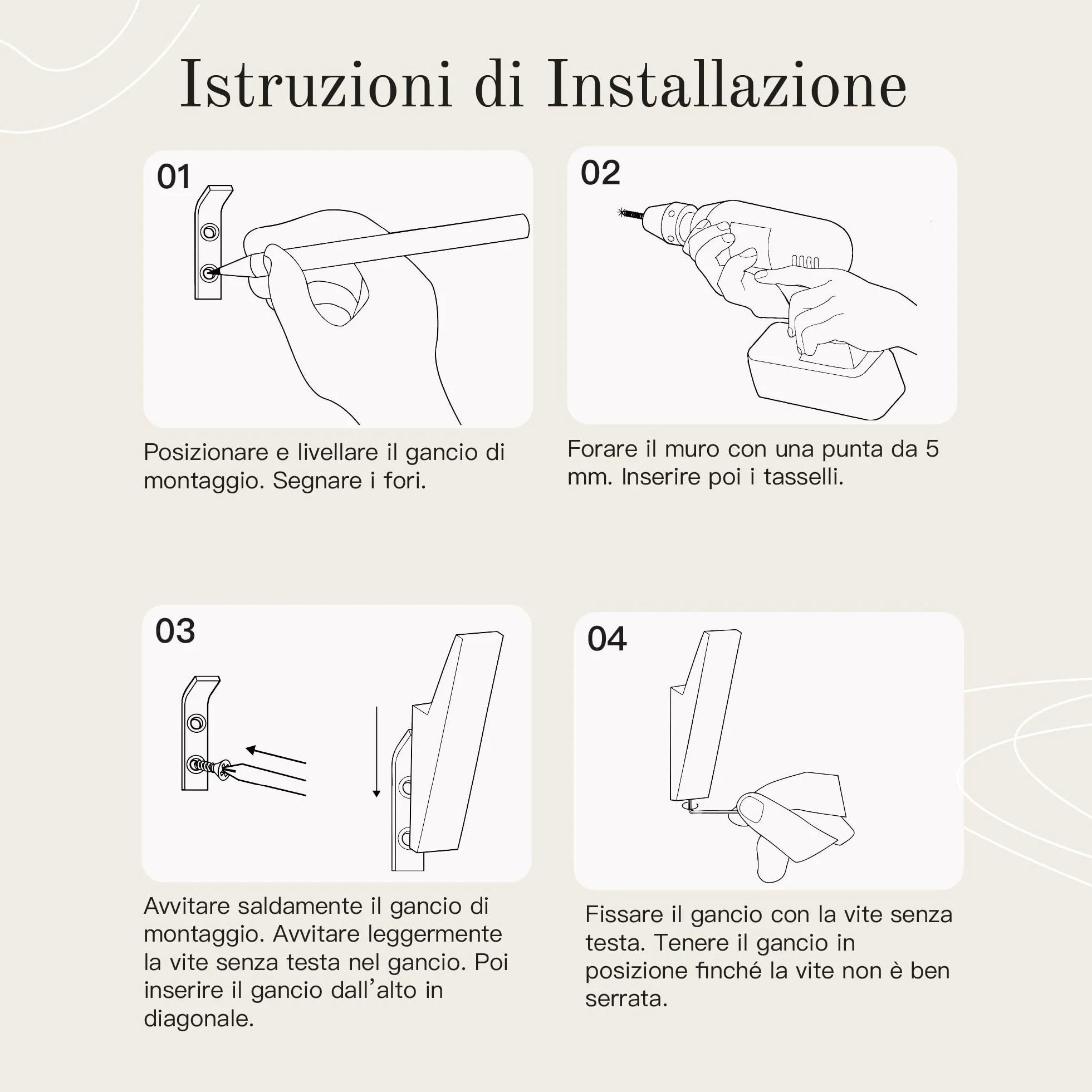 Design Amburgo gancio appendiabiti in alluminio fissaggio nascosto parete moderno giacche asciugamani vestiti minimalista Bianco Opaco set 6