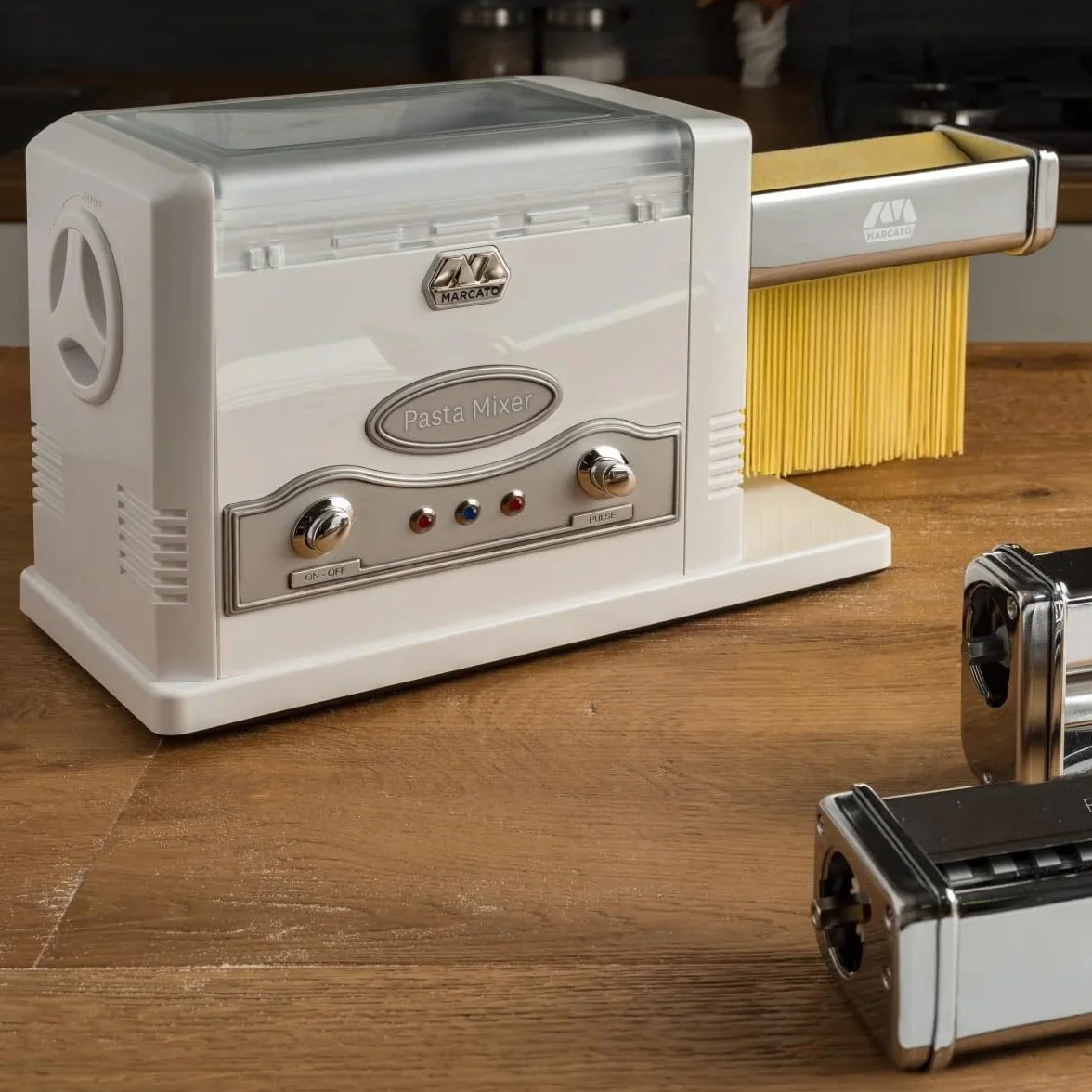 Marcato Impastatrice, Macchina per la Pasta Elettrica, Robot da Cucina, per Pizza, Pasta Fresca, Pane, Dolci, Biscotti, Compatibile con Accessori Extra, Made in Italy. Modello: Pasta Mixer er