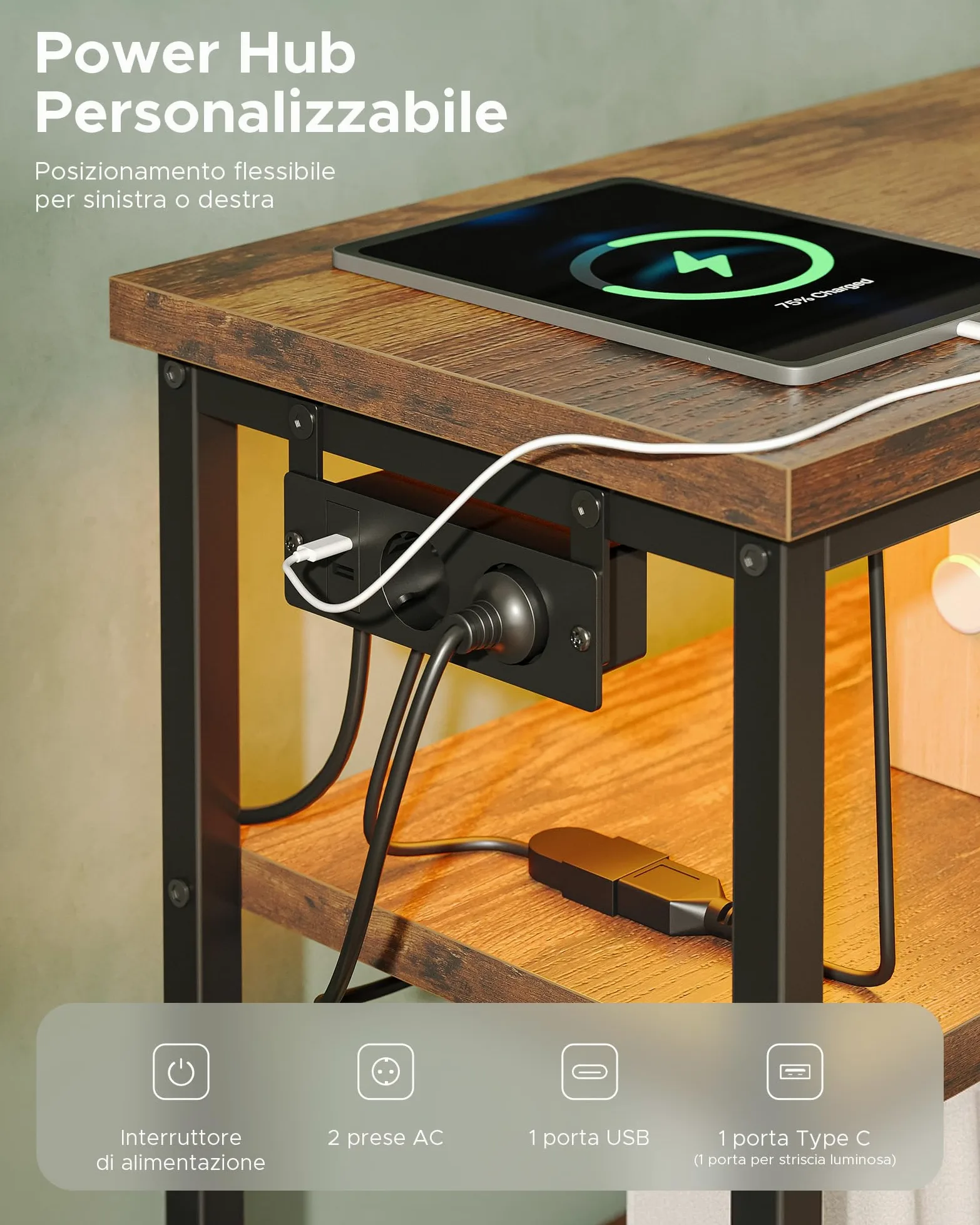 CO-Z 140 cm Mobile TV per 43-65 Pollici TV con Luci LED RGB Controllate da App e Prese di Corrente Rimovibile, Mobile Porta TV con Cassetti e Ripiani Aperti per Soggiorno, Camera da Letto (Marrone)