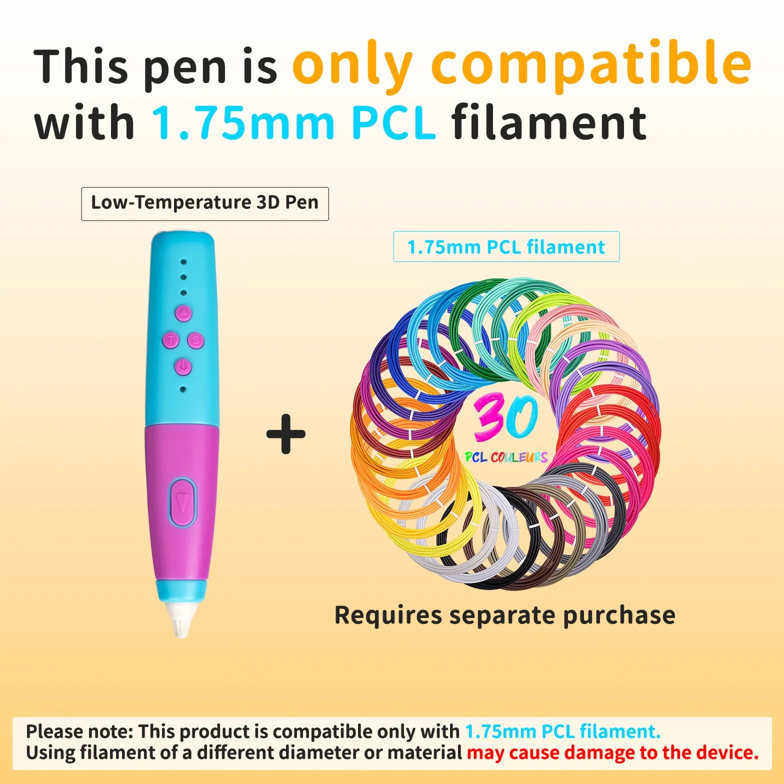 Penna 3D Kretrum a Bassa Temperatura Kit con Stencil Robot, Filamento PCL 1,75 mm, Protezioni Dita