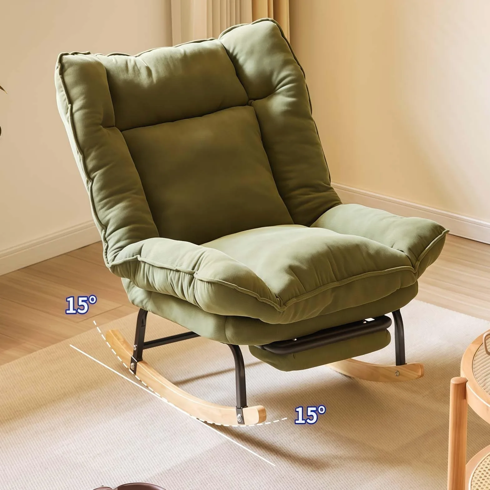 Sedia a dondolo con poggiapiedi e poggiatesta, comoda sedia a dondolo traspirante per camera da letto, schienale regolabile rimovibile, sedia da giardino per esterni, sedie a gravità zero con