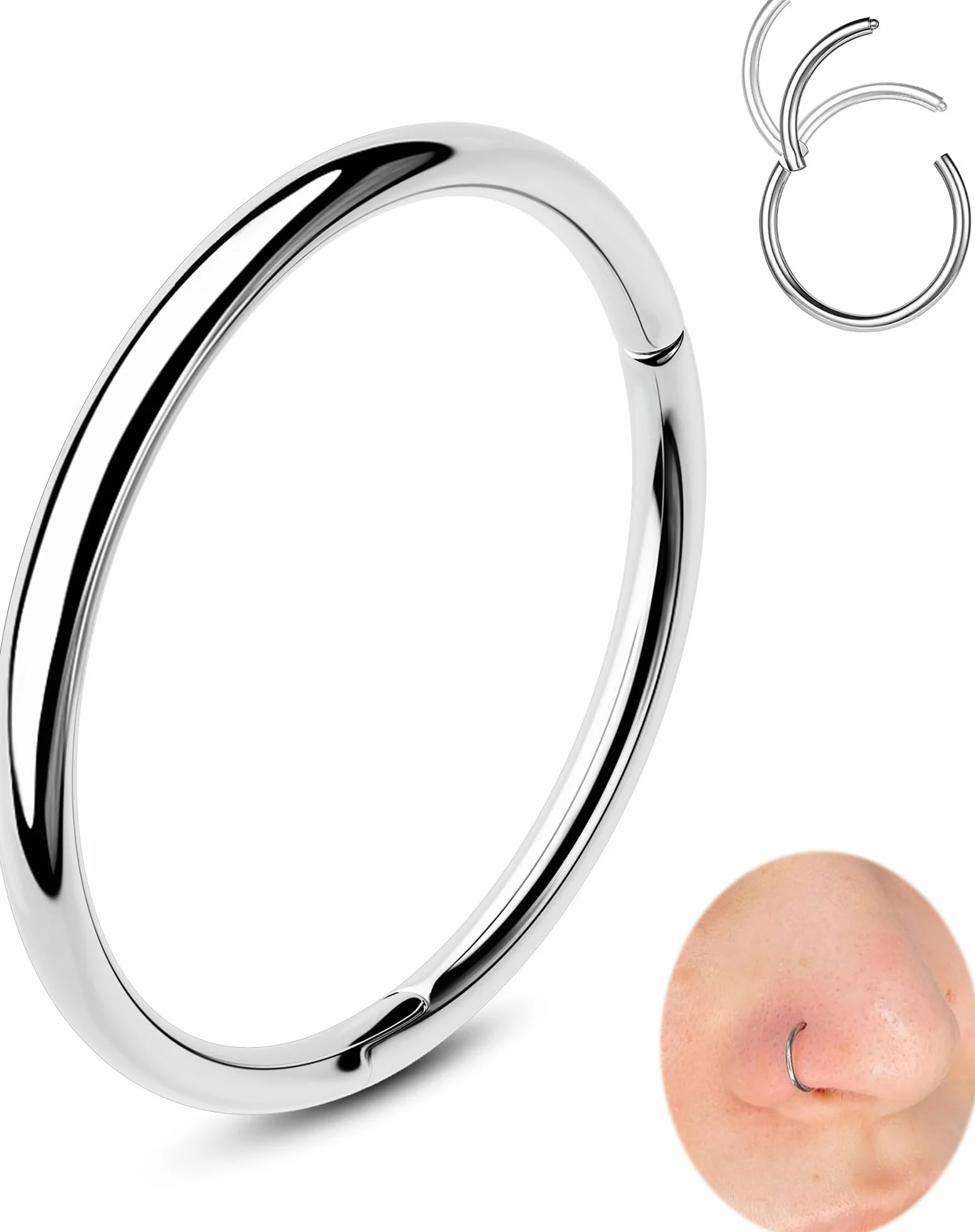 OUFER 20G Anellino Naso Acciaio Chirurgico 316L Piercing Naso Donna 5-12 mm Anello Naso Nostril Nose Hoop