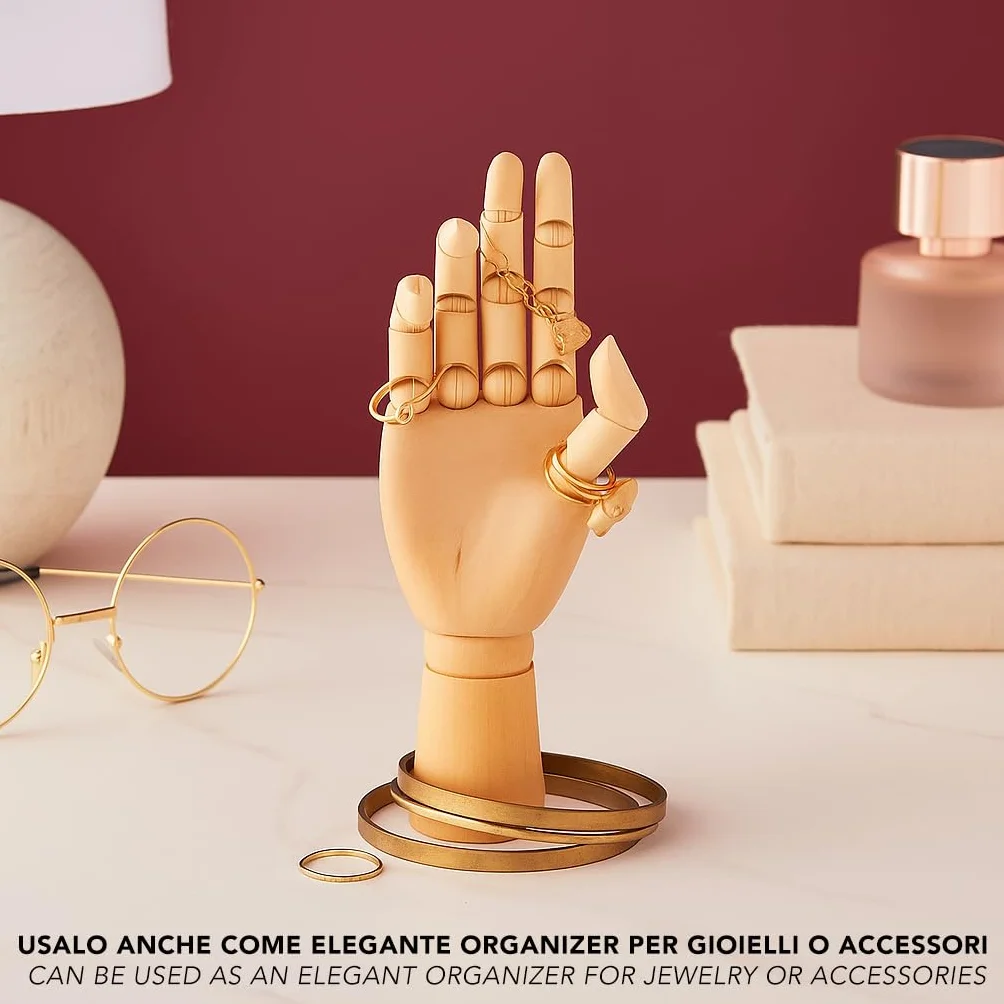 IPEA Mano in Legno Grande 30 cm Snodabile Flessibile Dita Mobili per Disegnatori Mano Destra Manichino Corpo Umano Arte Portaoggetti