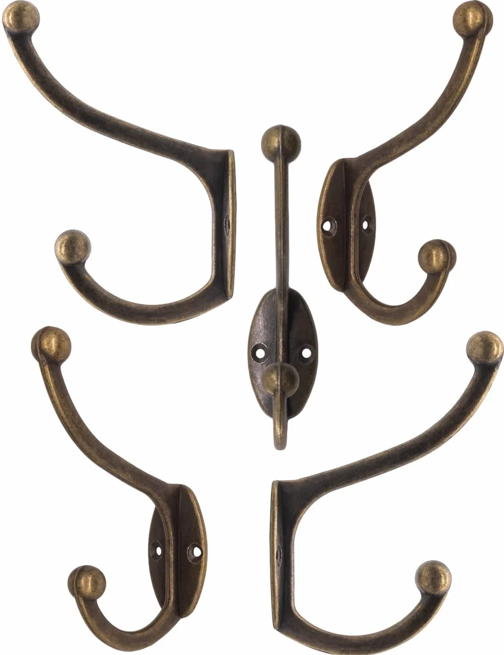 Ganci appendiabiti in ghisa Set di 5 Fuxxer® effetto anticato retrò vintage rustico