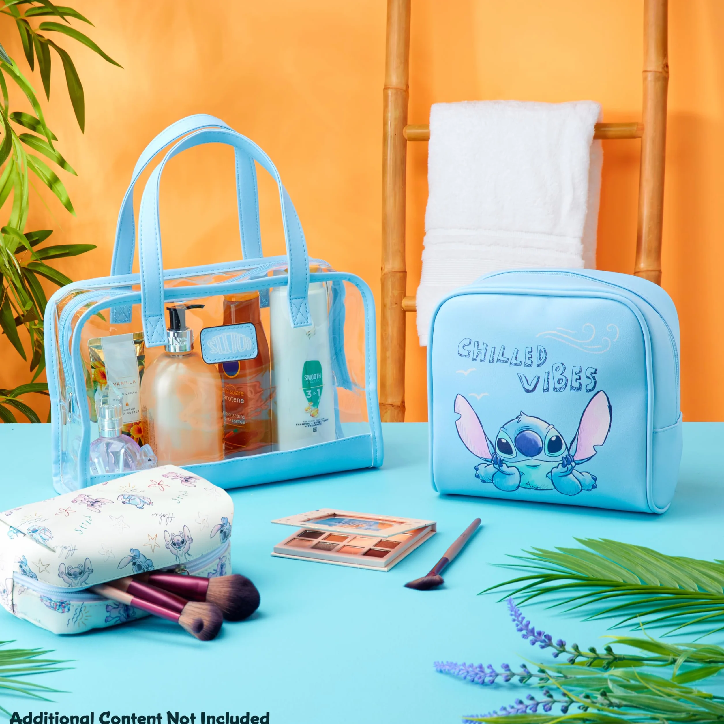 Get Trend Disney Stitch Beauty Case Donna Ragazza, Set 3 Pezzi Borsa Trasparente, Pochette e Porta Trucchi, Beauty da Viaggio per Make Up (Blu Stitch)