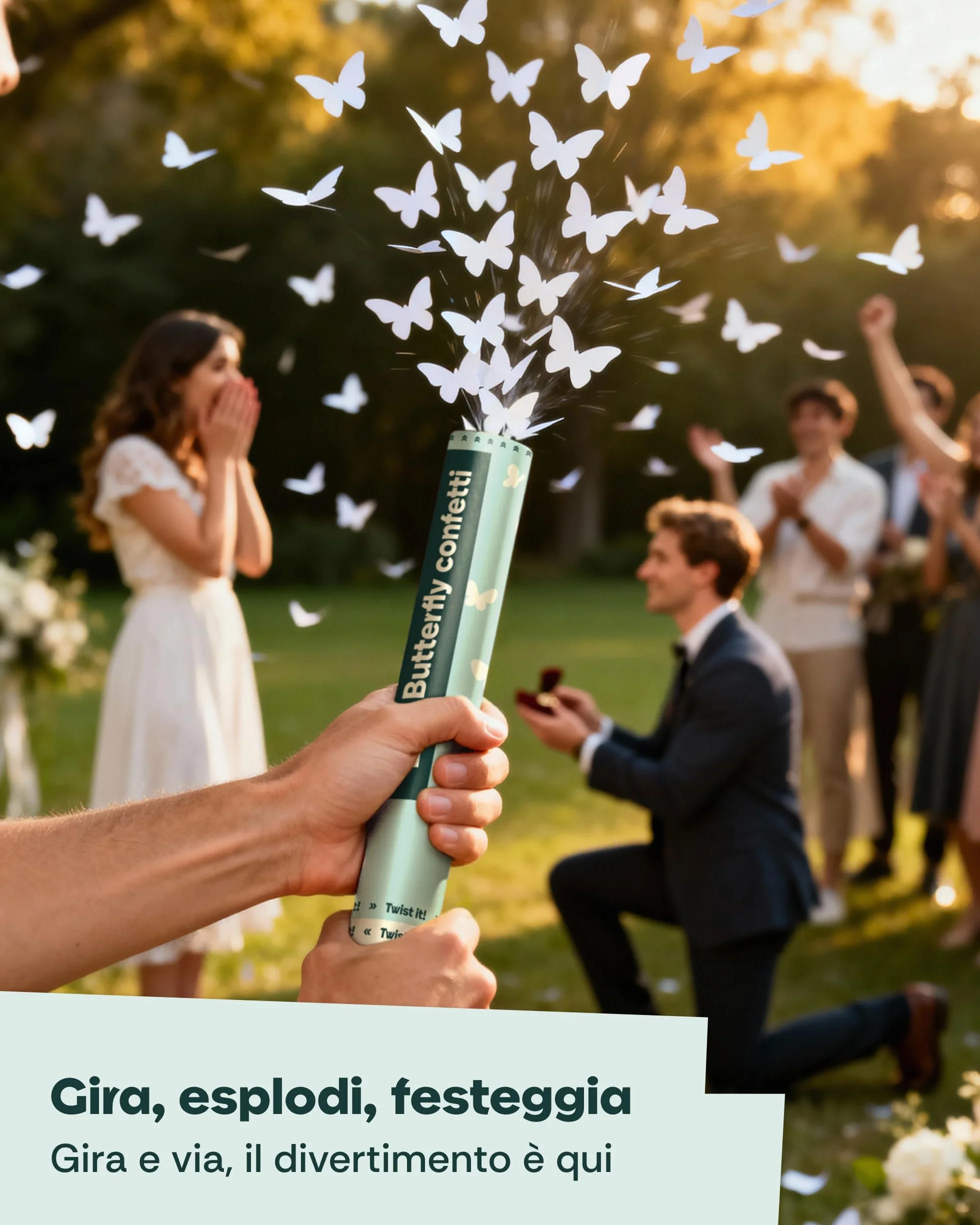 5 Cannoni Spara Coriandoli Farfalle Bianche - Carta Certificata FSC® - Biodegradabile e Sicuro - Perfetto per Matrimoni e Eventi Romantici