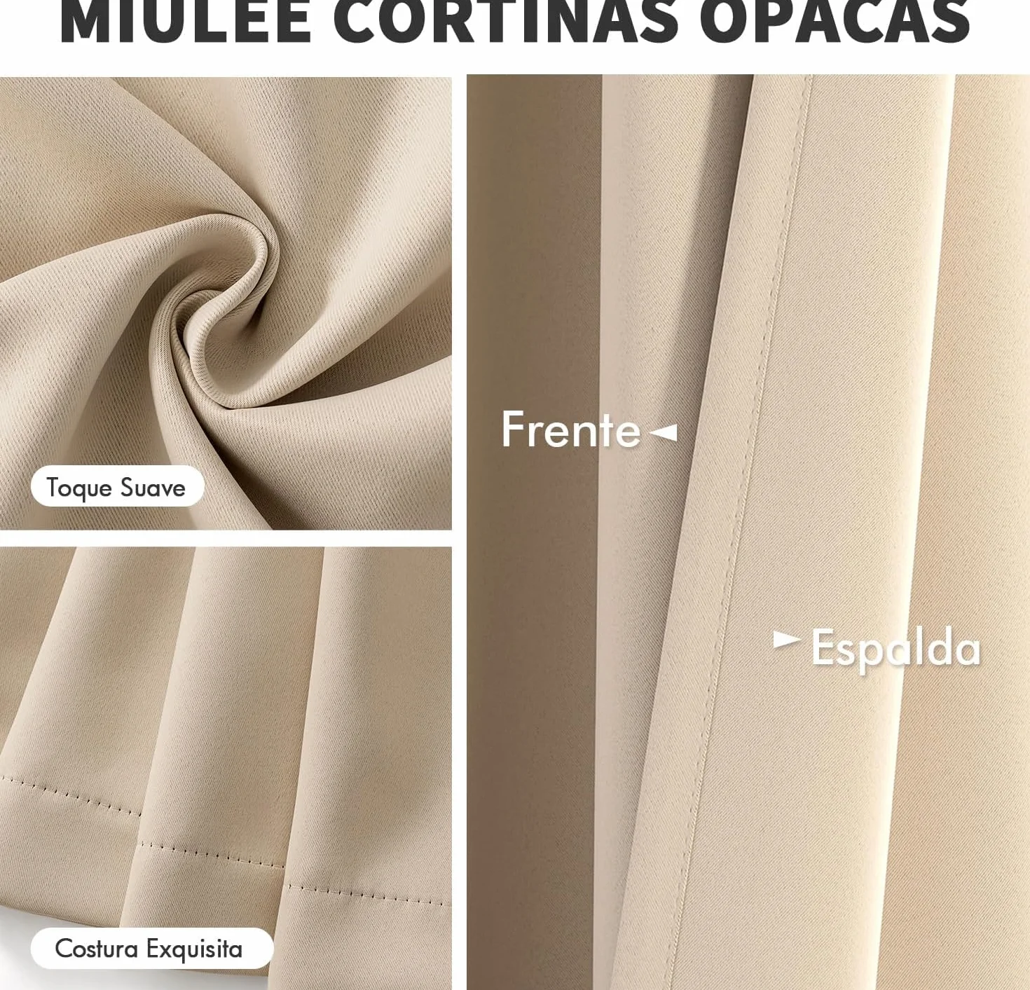 MIULEE Tende Oscuranti per Interni 2 Pezzi 140x260 CM, Beige Scuro, Tende Termiche Isolanti con Anelli