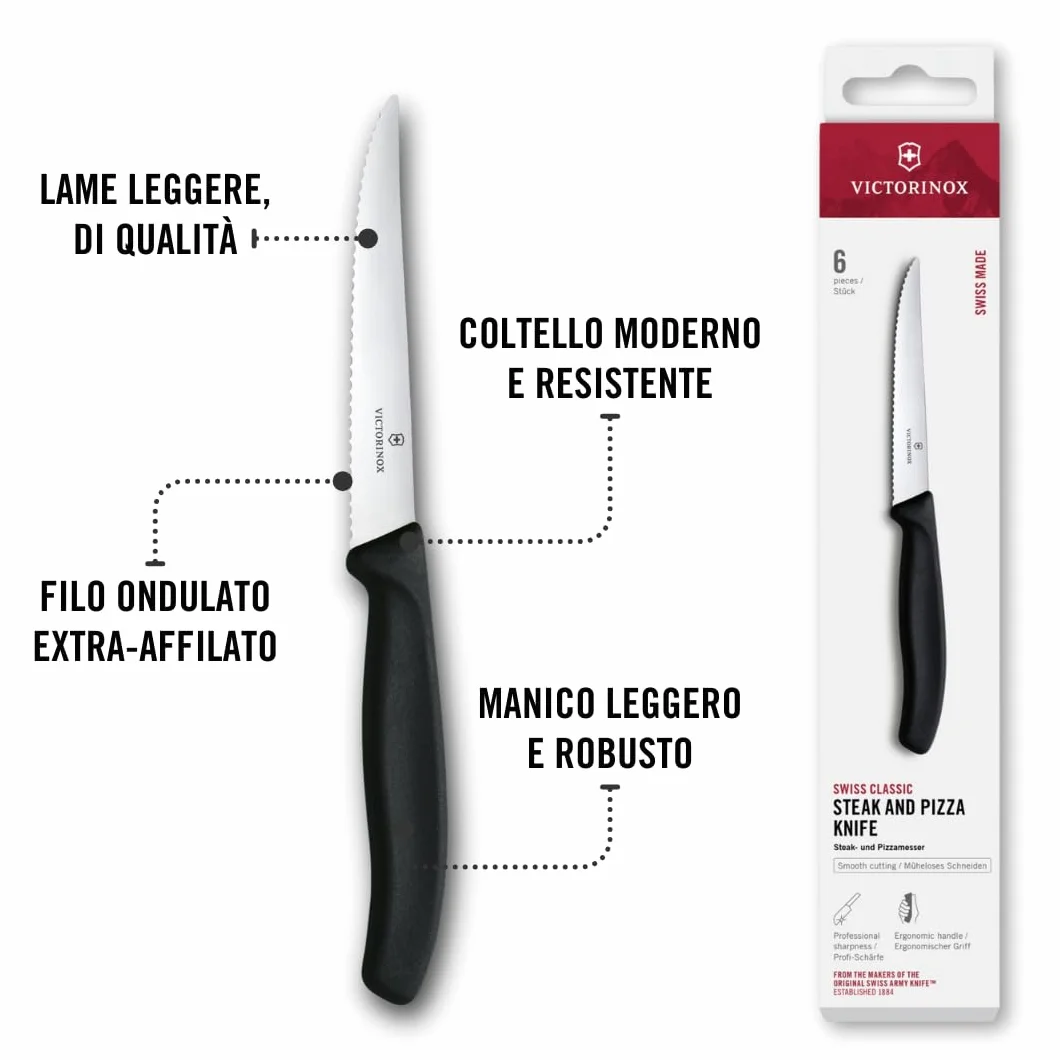 Victorinox Swiss Classic Set di Coltelli Bistecca e Pizza 6 Pezzi 11 cm