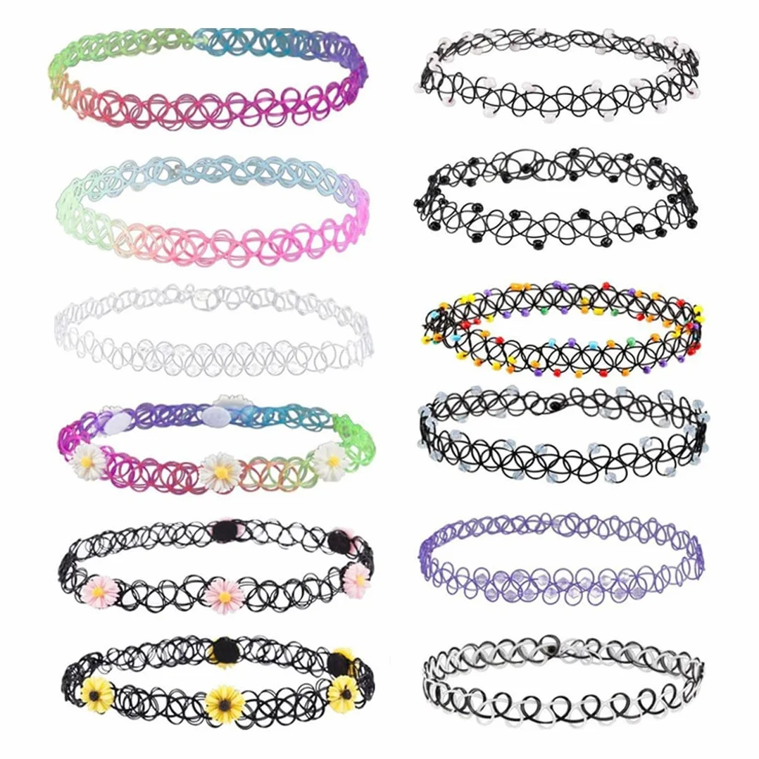 Collana Girocollo Velluto Elasticizzata Vintage Set 12 Pezzi per Donna Bambina Ragazza