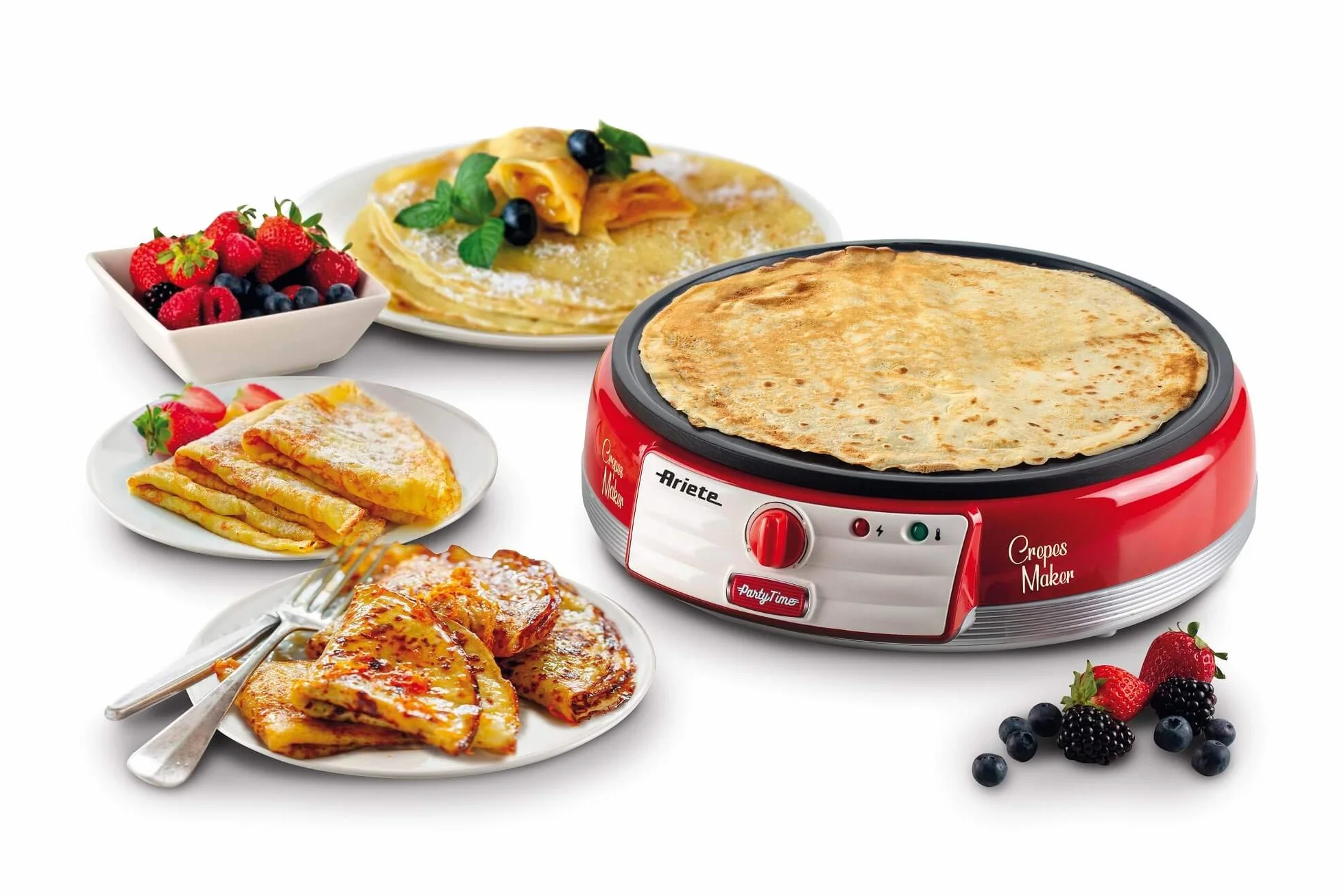 Ariete Crepes Maker Party Time 202 Crepiera Elettrica 1000W Piastra Antiaderente Rosso