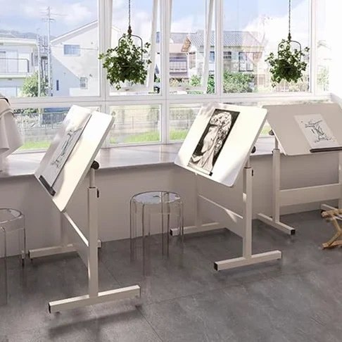 Tavolo da disegno regolabile con cavalletto angolare, perfetto per artisti, architetti e postazioni di lavoro per ufficio domestico, design robusto, altezza ergonomica e superficie di disegno