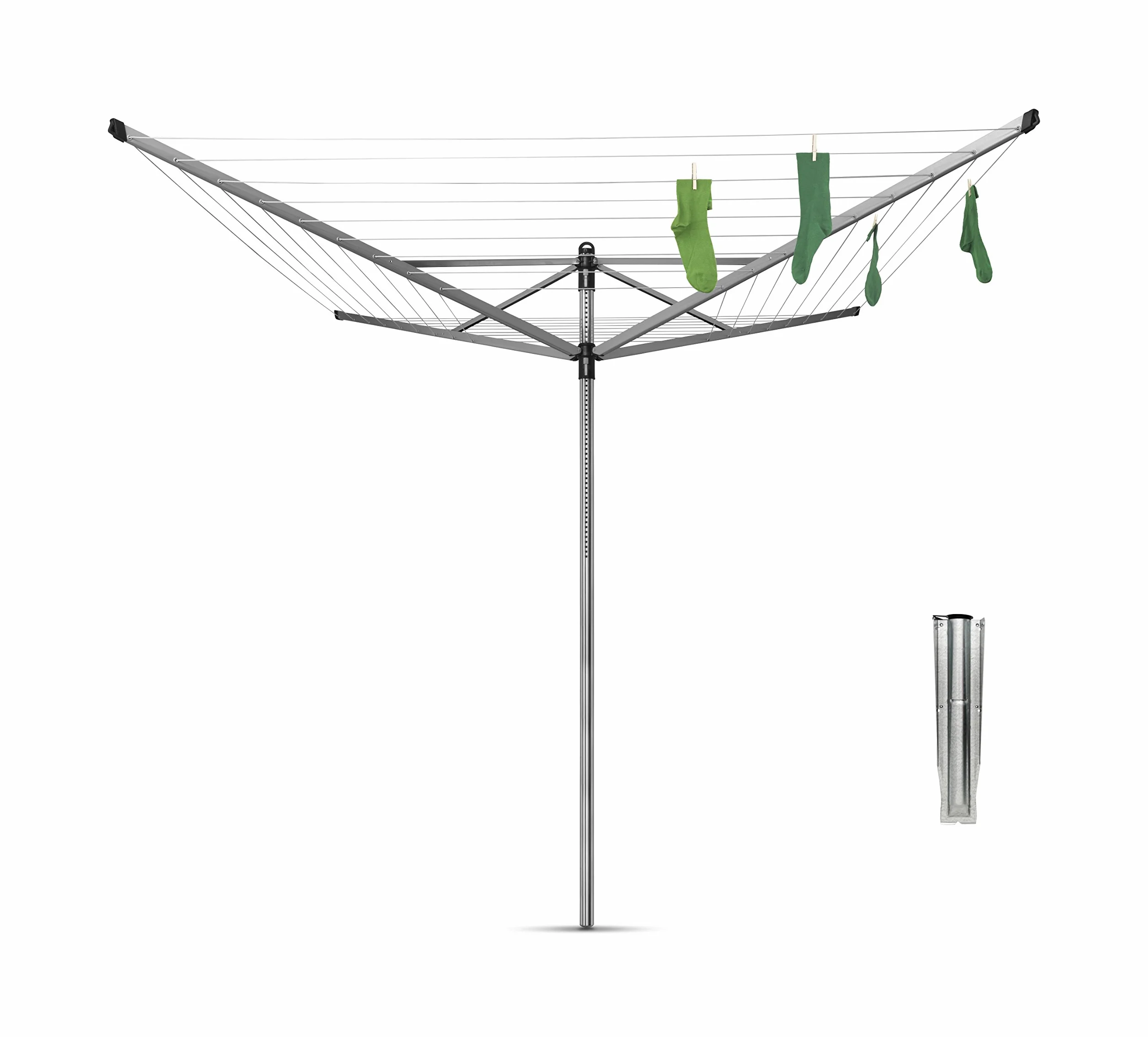 Brabantian Stendibiancheria a Ombrello Lift-O-Matic 50m Regolabile 129-187 cm 45mm Metallic Grey