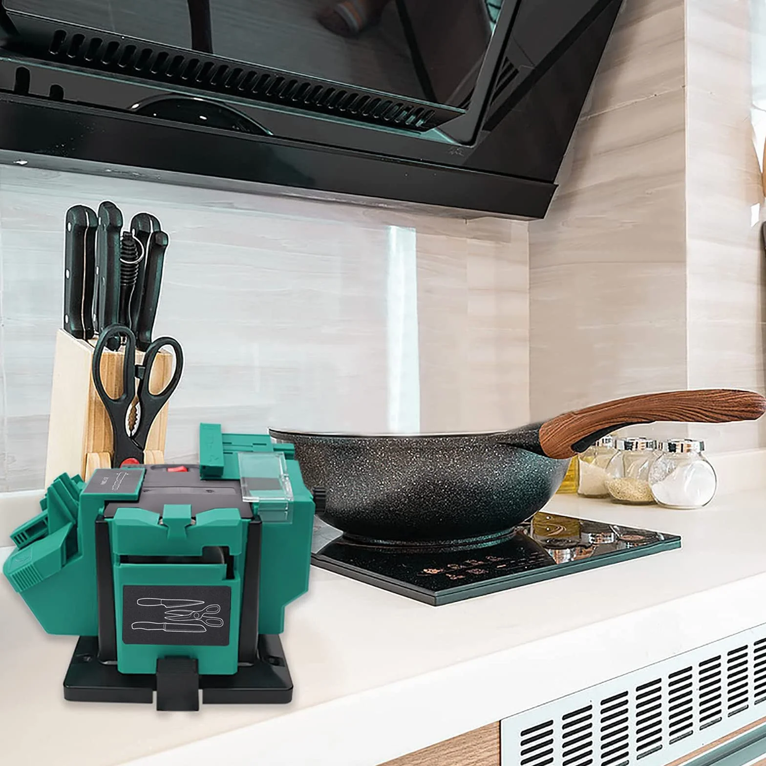 POSENPRO 65W Affilacoltelli Elettrico Universale Multifunzionale per Coltelli, Forbici e Trapani
