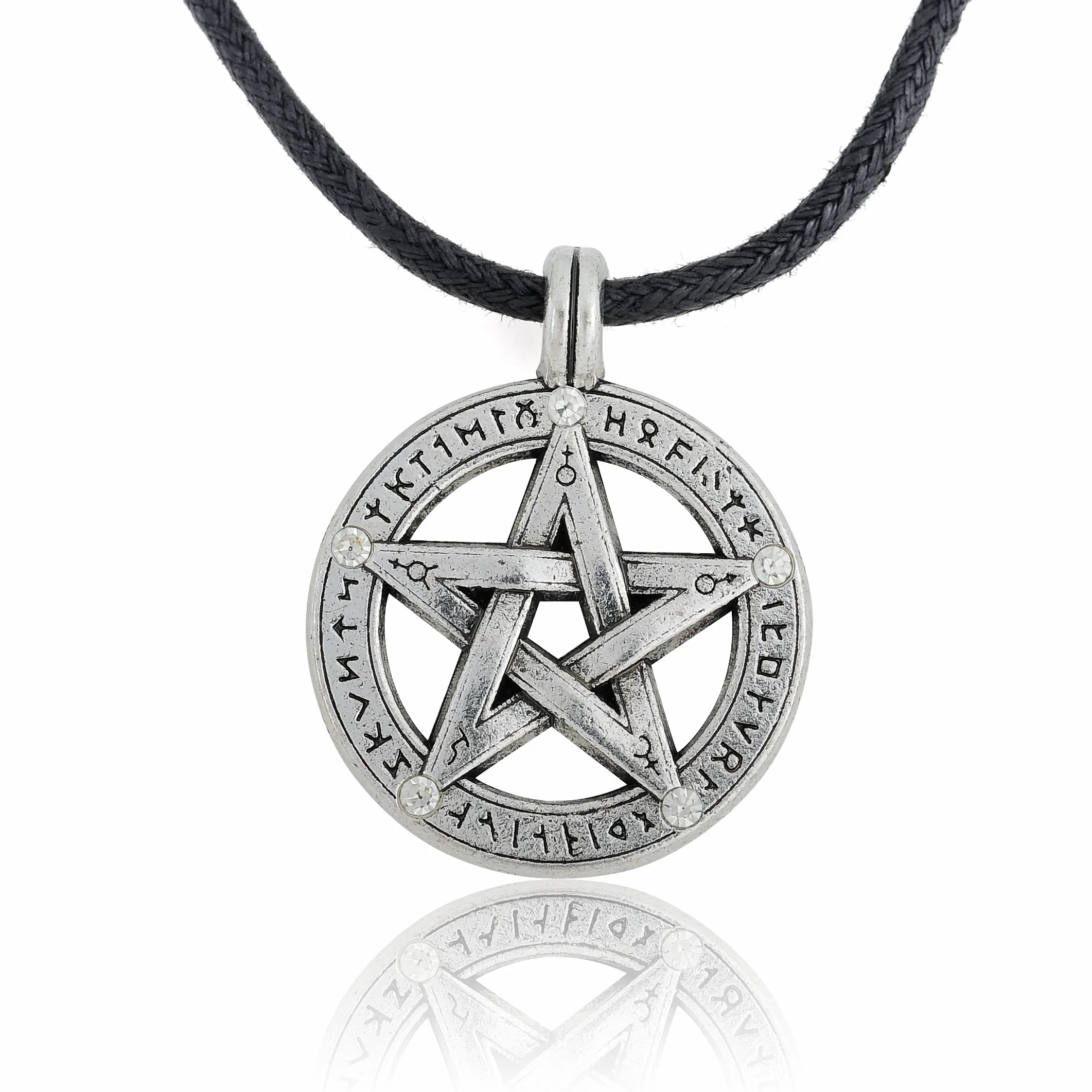 Collana da uomo pentacolo ciondolo amuleto protezione corda pelle