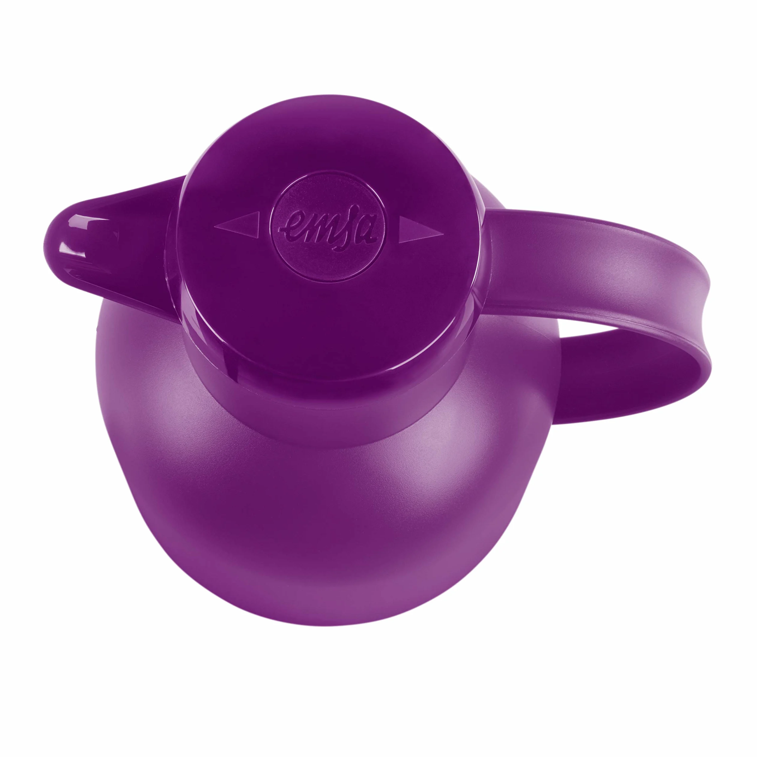 Emsa N40118 - Caraffa termica Samba, 1,5 litri, chiusura Quick Press, 12 ore, calda e fredda per 24 ore, traslucida/melanzana