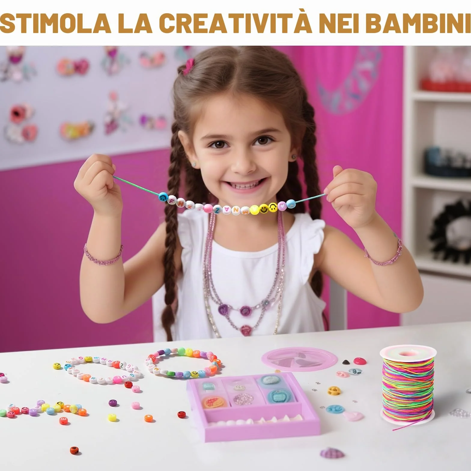 Filo Elastico per Braccialetti 1mm x 100m Resistente Arcobaleno Perline Gioielli DIY
