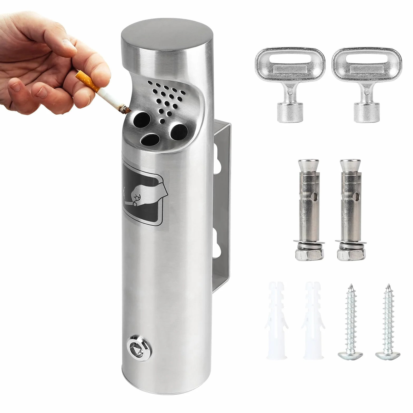 CPROSP Posacenere da Muro Esterni 28.5 x 6.5 cm, Acciaio Inox per Esterno