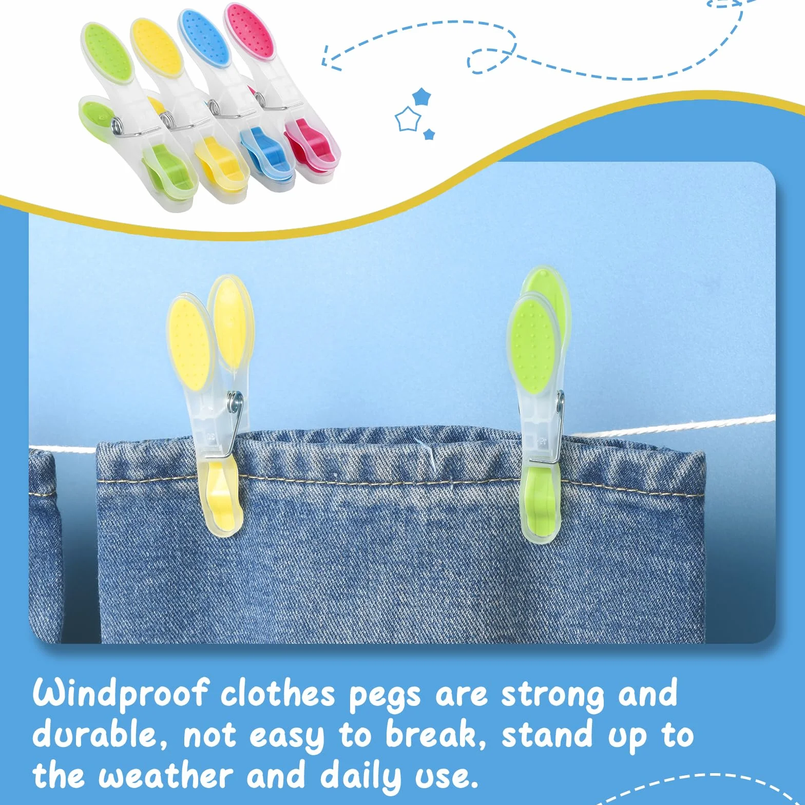 AiQInu 40 Pezzi Mollette per Bucato con Cestino, Plastica Clothes Pegs con Silicone Antiscivolo, Molletta Multicolore Non Lascia Segni per Biancheria Intima Pantaloni T Shirts Calze