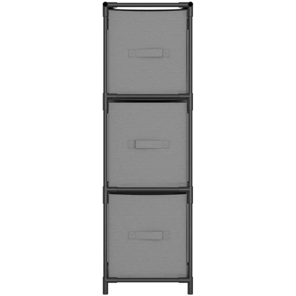 Armadio portaoggetti con 3 cassetti in tessuto, grigio, 34 x 34 x 101 cm, in acciaio, per soggiorno, camera da letto, ufficio, organizer con robusto telaio in acciaio per ordine e ripiano