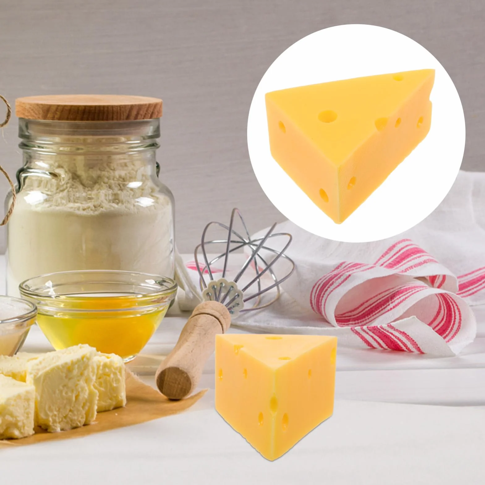 MAGICLULU Modello di Formaggio Simulato in Resina Giallo Aspetto Realistico, Leggero e Resistente, per Decorazioni Casa e Feste Nuziali