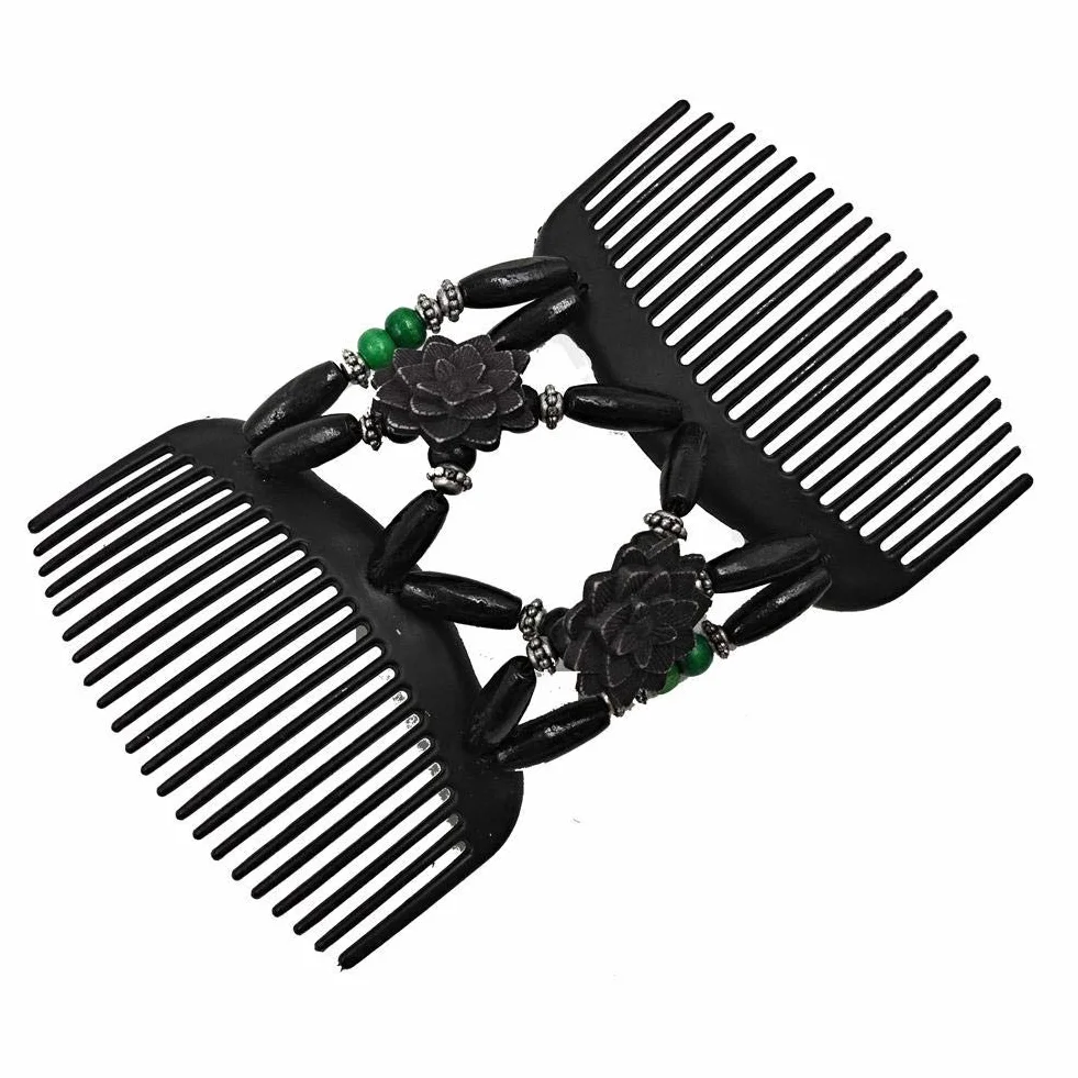 Moda Pettine Magico Flessibile Capelli Perline Elasticità Doppio Bead String Morsetto Strumenti Accessori Nero
