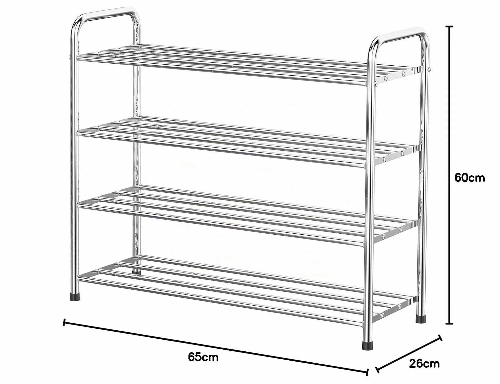 FANHAO Scarpiera Potenziata 4 Livelli Acciaio Inossidabile Organizer Scarpe 12-16 Paia 68x26x65 cm