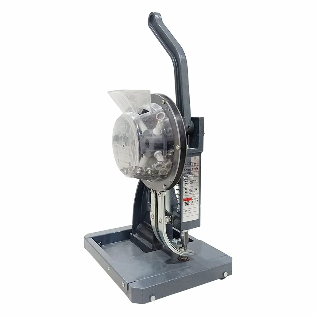 Macchina semiautomatica per occhielli da 12 mm con tramoggia pressa per occhielli in metallo per banner tela cerata PVC pelle industriale per occhielli macchina per punzonatura per banner fibbia per