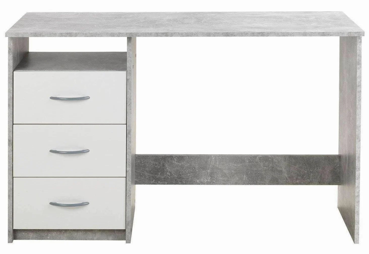 AVANTI TRENDSTORE - Adria - Scrivania con 3 cassetti bianchi ed 1 vano aperto, in legno laminato, disponibile in 3 diversi colori (Grigio)