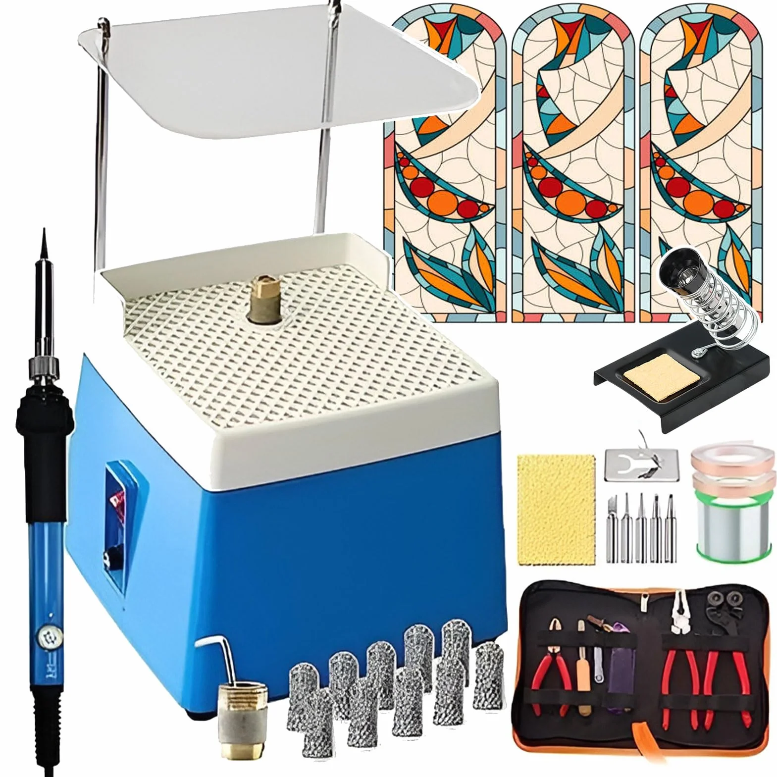 Starter Kit per Vetro Colorato, Set Professionale di Strumenti Fai da Te per Vetro e Mosaico, Taglierina per Vetro e Kit Saldatore, per Vetraio/appassionato di Artigianato Vetro Principianti