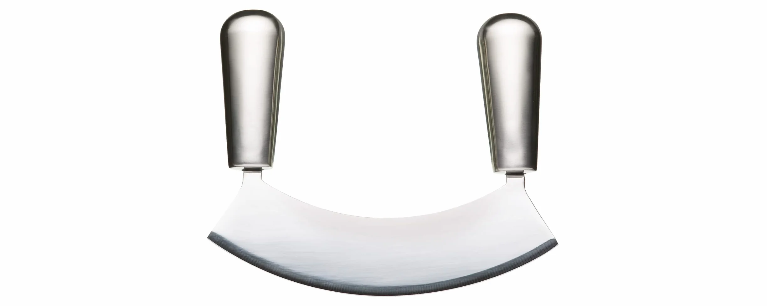MasterClass Acero Mezzaluna a Lama Singola in Acciaio Inox al Carbonio, Lama Curva per Taglio delle Erbe, 18 cm, Argento