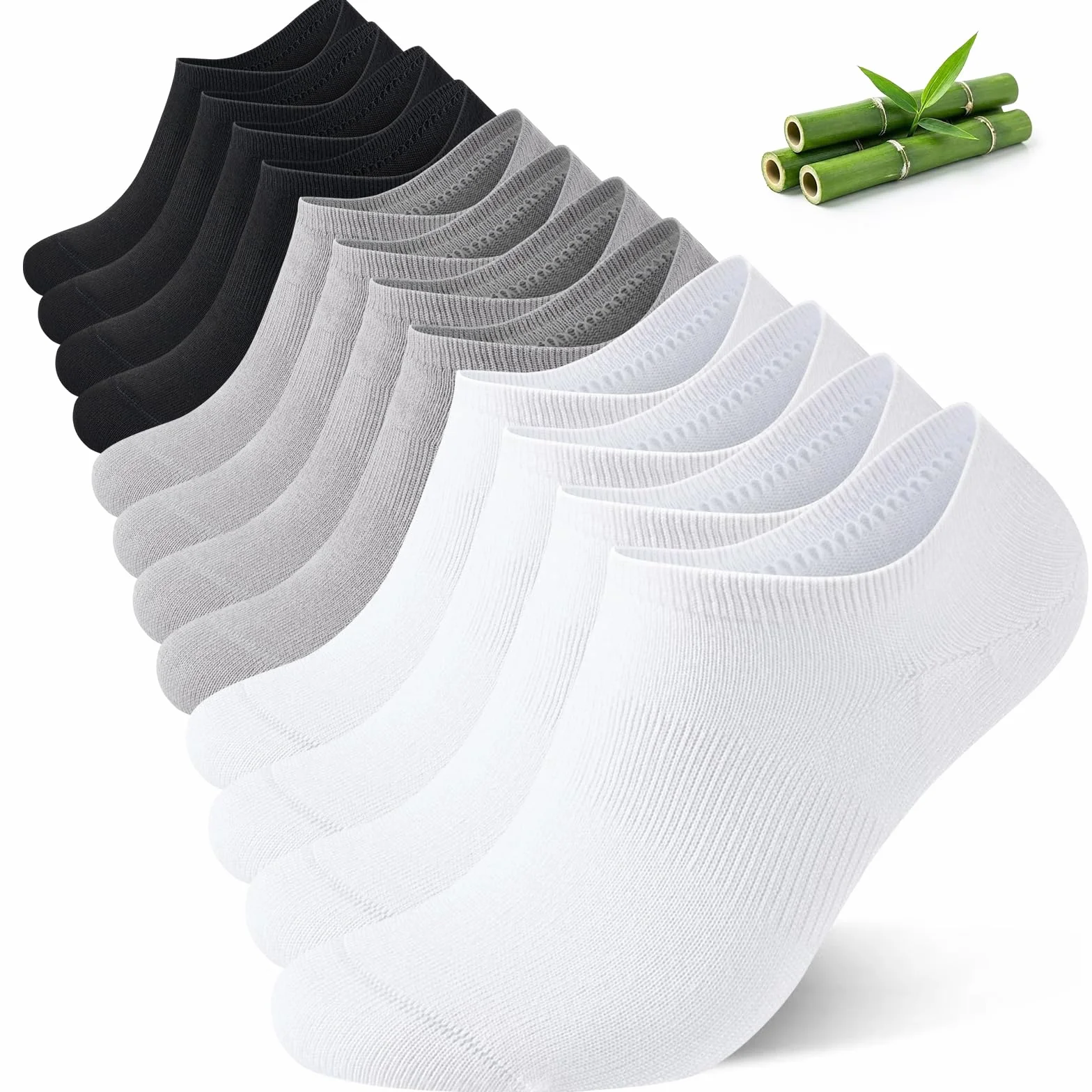 Niorasen Confezione da 6 Paia Fantasmini Uomo e Donna in Bambù, Calzini Invisibili Unisex Traspiranti con Silicone Antiscivolo, Salvapiedi Morbidi per Mocassini e Sneaker, Taglia 35-50