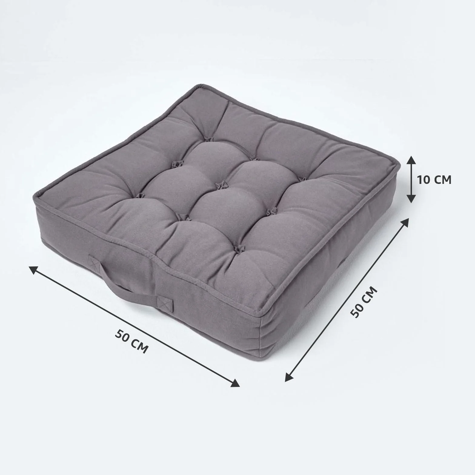 HOMESCAPES Cuscino per seduta rialzata in cotone quadrato 50 x 50 cm grigio ardesia