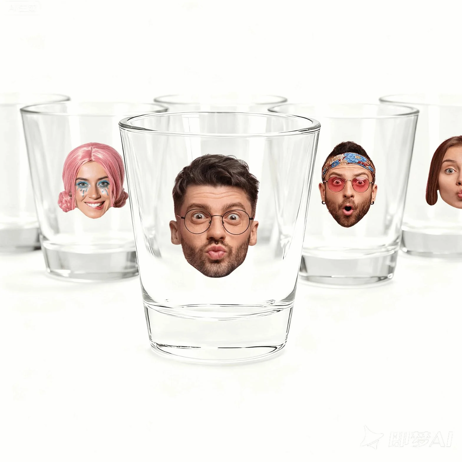 SOUFEEL Bicchieri da Shot Personalizzati con Foto, Set di 2 da 50 ml Vetro Regalo Divertente