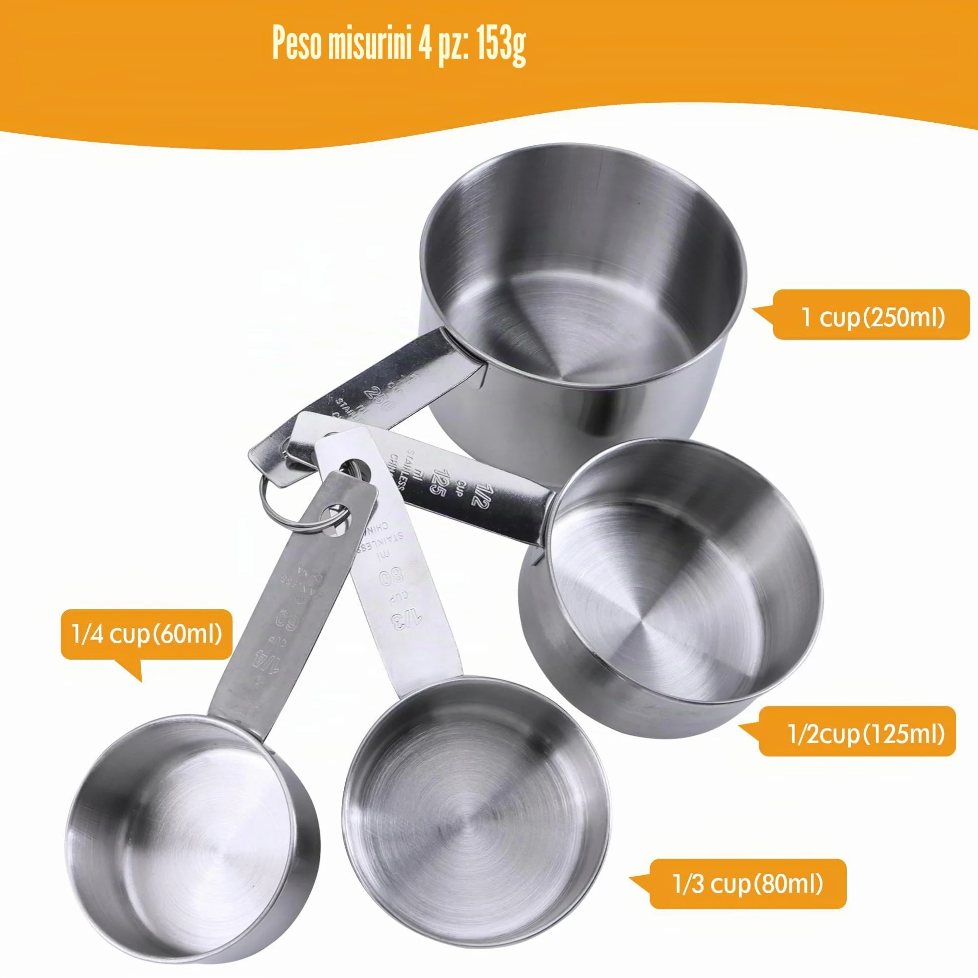 10pz Acciaio Inossidabile Misurare tazze e Cucchiai Dosatori Misurini Cucina in Acciaio Inox 304 Cucchiai Graduati Measuring Spoons Cucchiaio Dosatore per Dolci Ingredienti Cottura