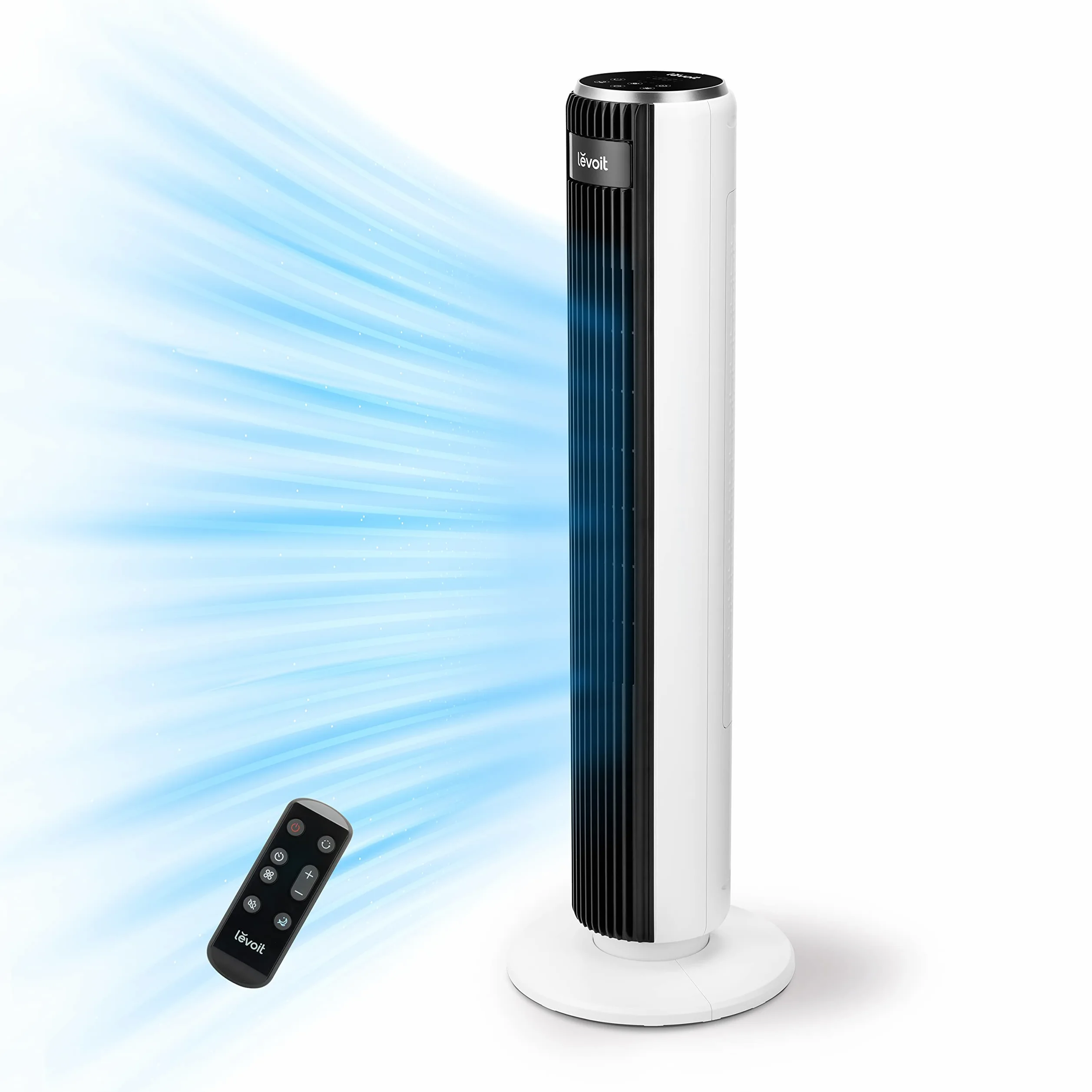 LEVOIT Ventilatore a Torre con Telecomando 92CM, Serie Classica| 92 cm, Ventola di Raffreddamento Silenziosa 28 dB, 3 Modalità, 5 Velocità, Oscillazione 90° Timer 12H, Display LED, 39W,Bianco Classico