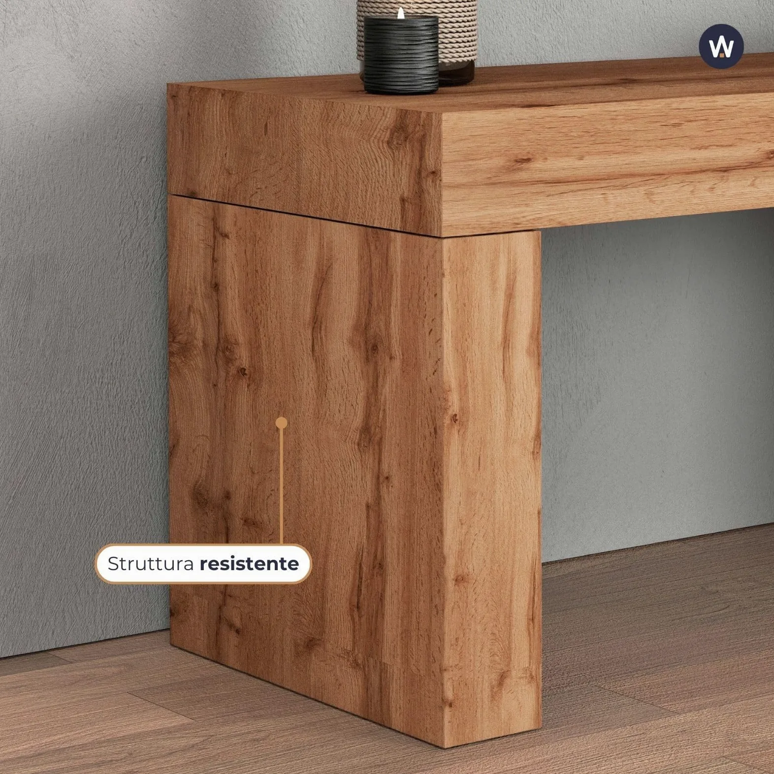 WHOUS Mobile Porta TV CHRONOS per Soggiorno con 1 Anta a Ribalta, Mobile Tv Regolabile per Salotto in Legno, 190/350x40x51 cm, Tortora Opaco e Rovere