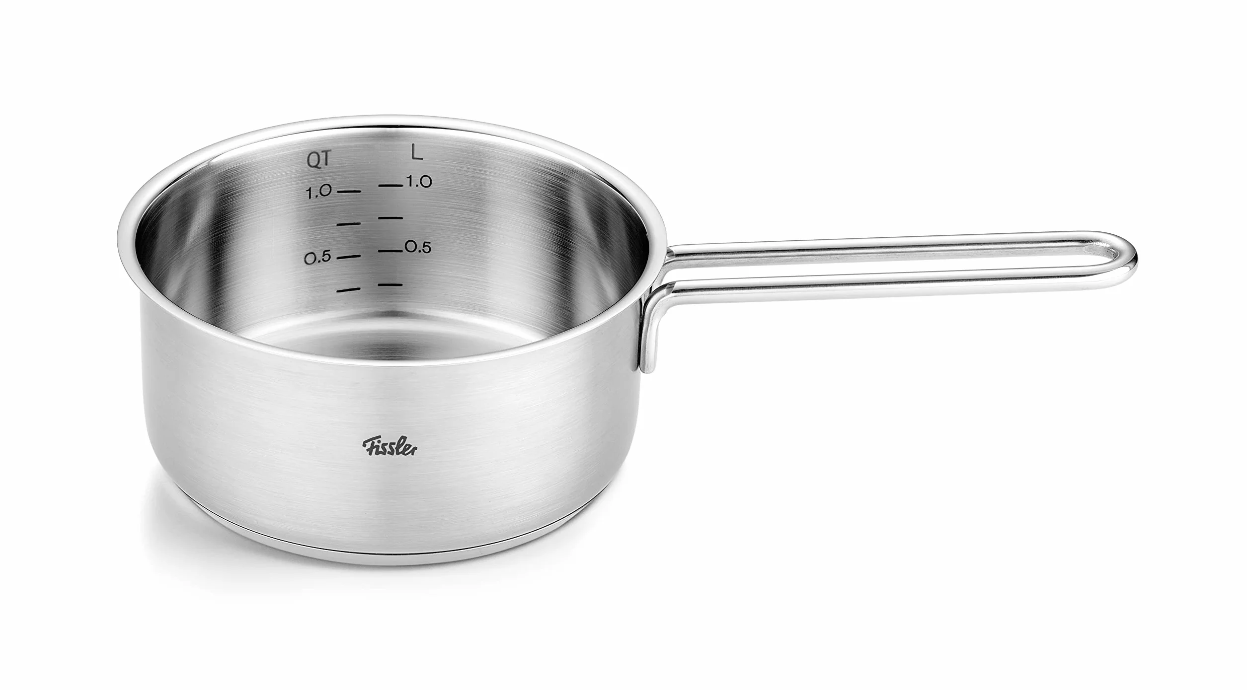 Fissler Pure Collection - Set di pentole in acciaio inox, 6 pezzi, pentole con coperchi in metallo (3 pentole, 1 padella, 1 casseruola, padella Ceratal Comfort 24 cm), compatibile induzione