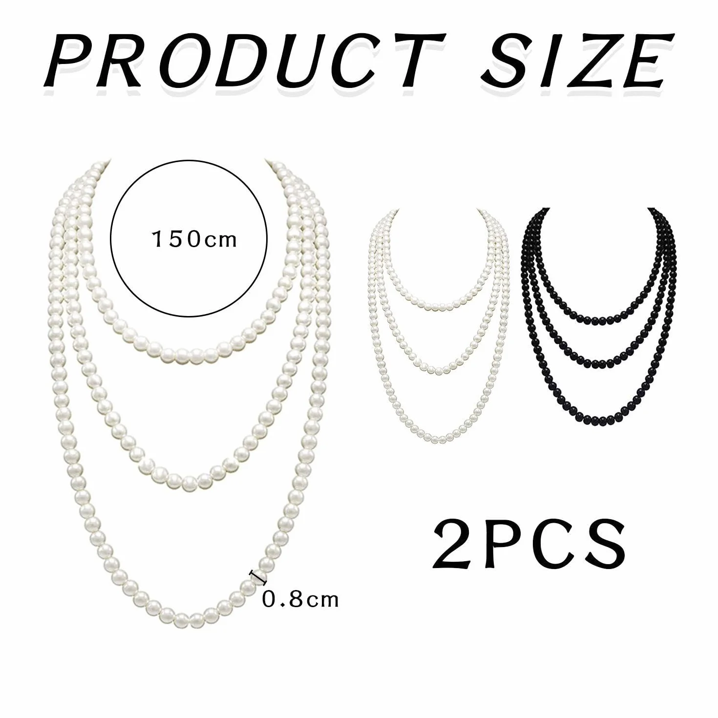SLEEKEE 2 Collane di Perle, Collana di Perle da Donna, Lunga Collana di Perle Finte, Collana Personalizzata di Moda, Gioielli di Perle Multistrato, Accessori di Abbigliamento